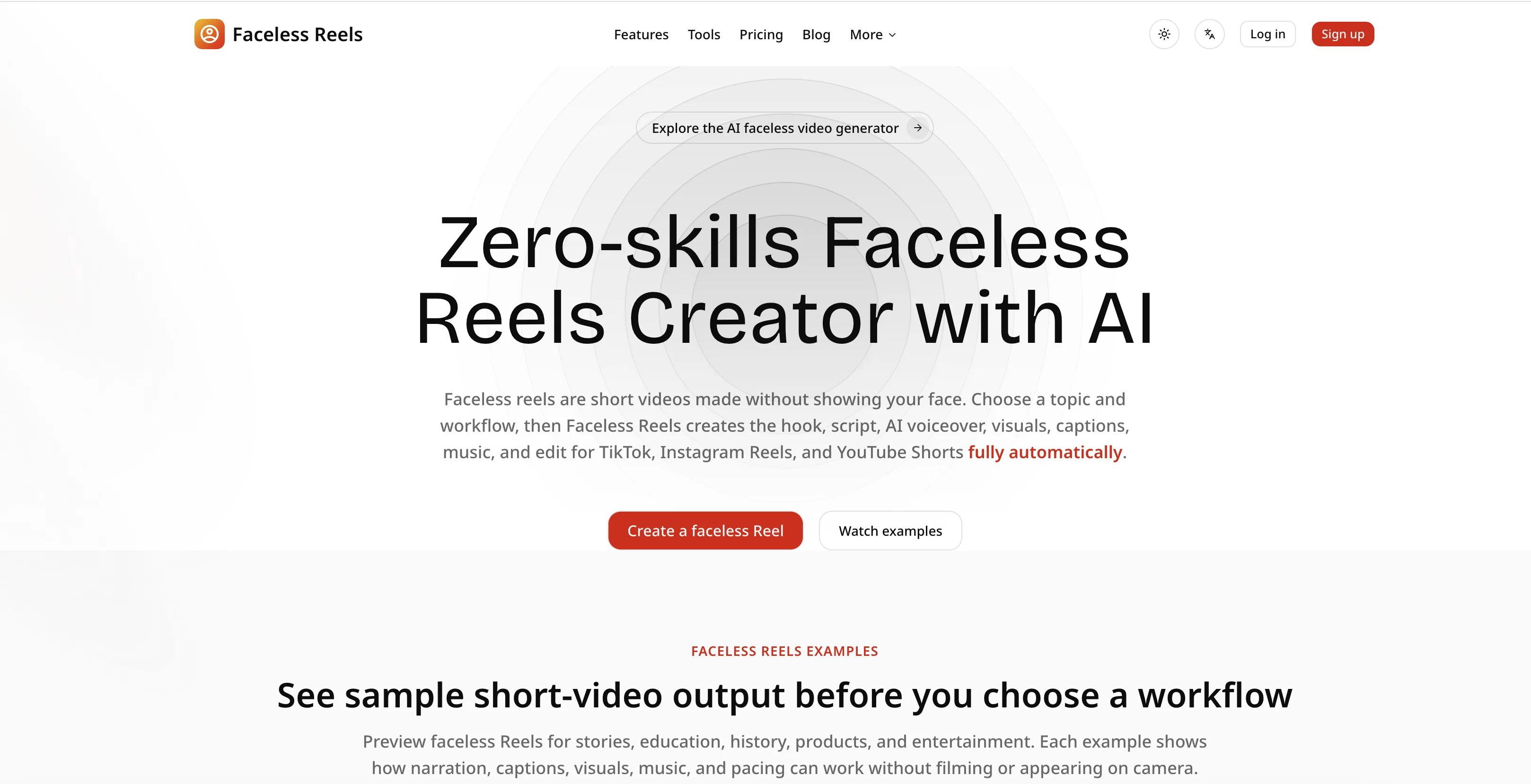 FacelessReels.video website