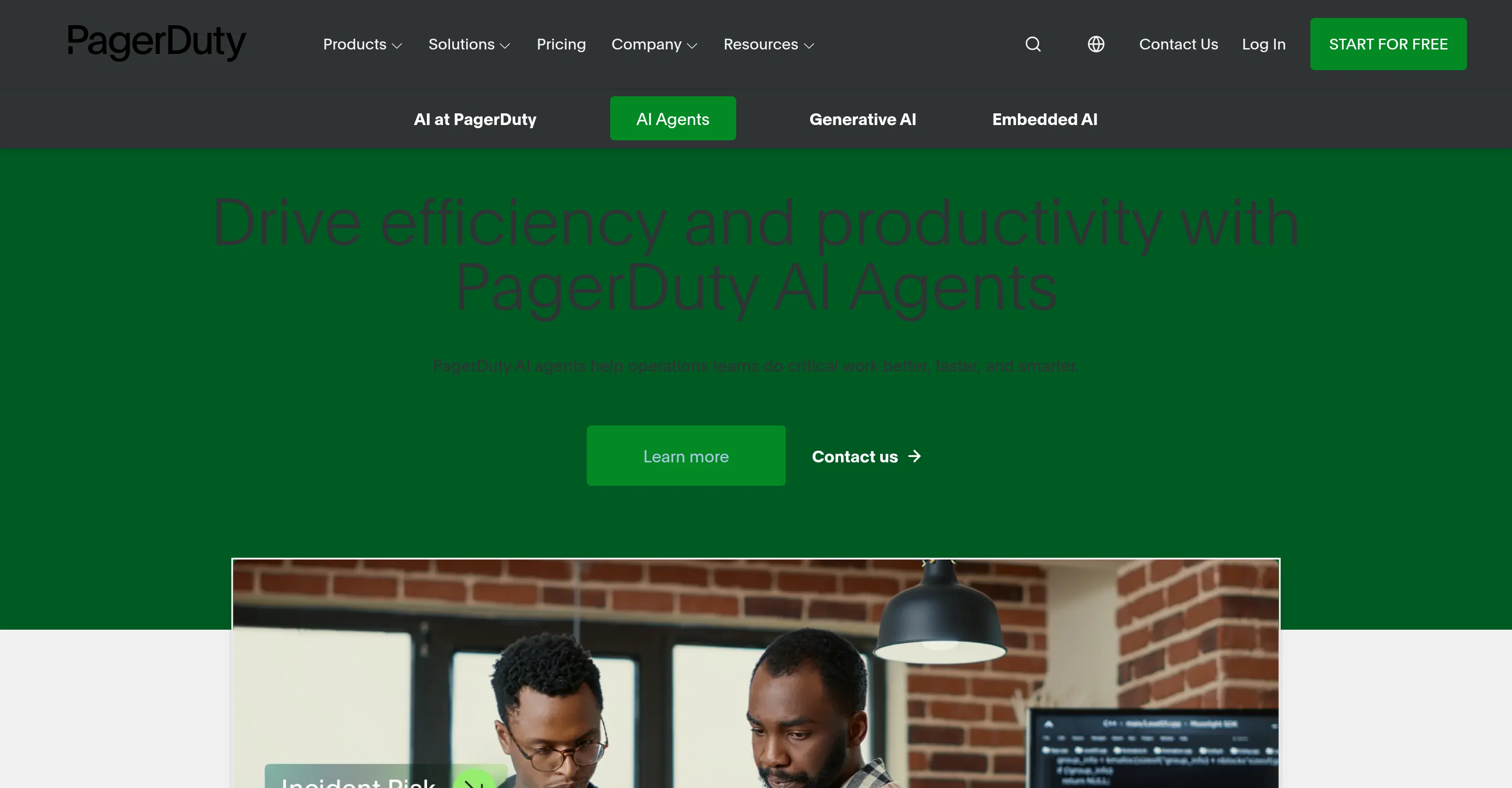 AI Agents by PagerDuty website