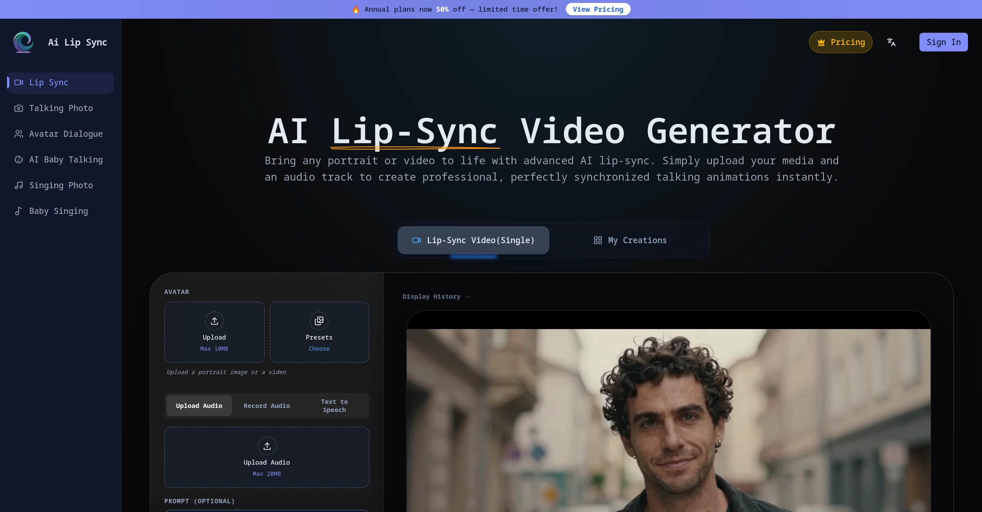 AI Lip Sync.com website