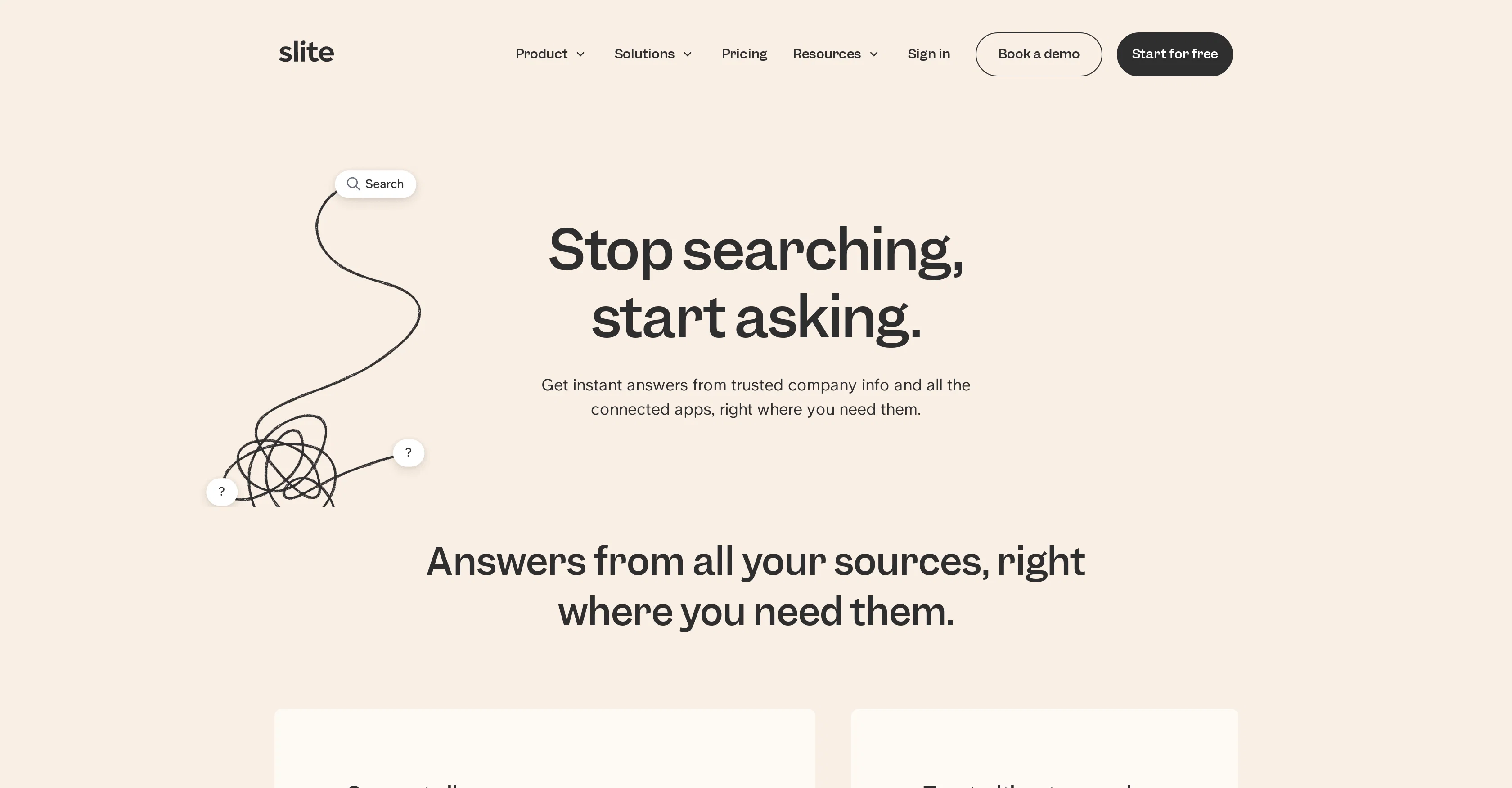 Ask by Slite website