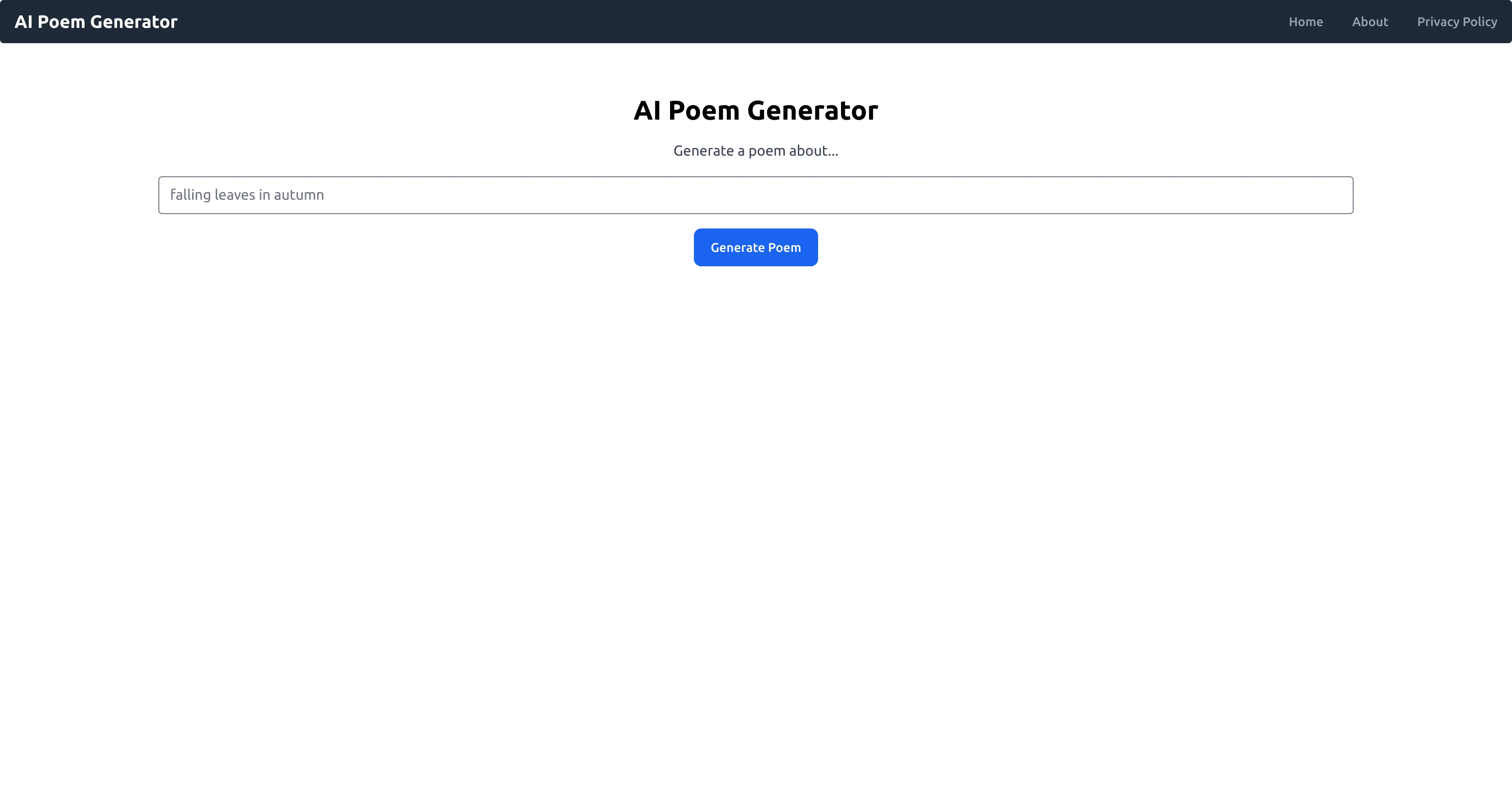 AI Poem Generator website