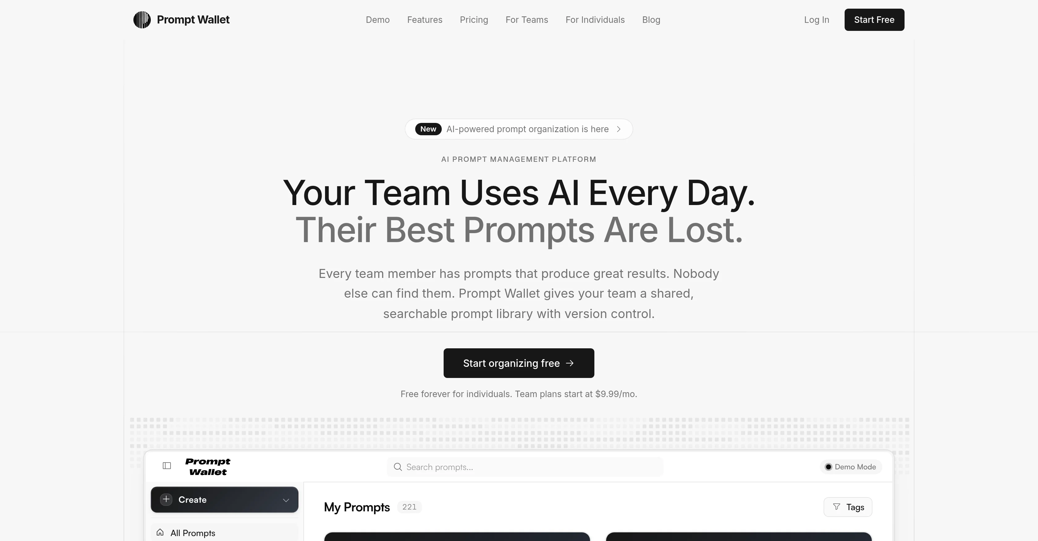 Prompt Wallet website