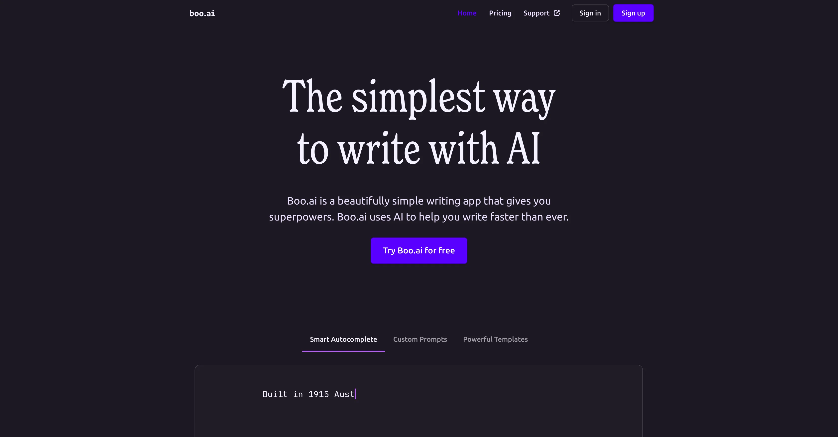 Boo.ai website