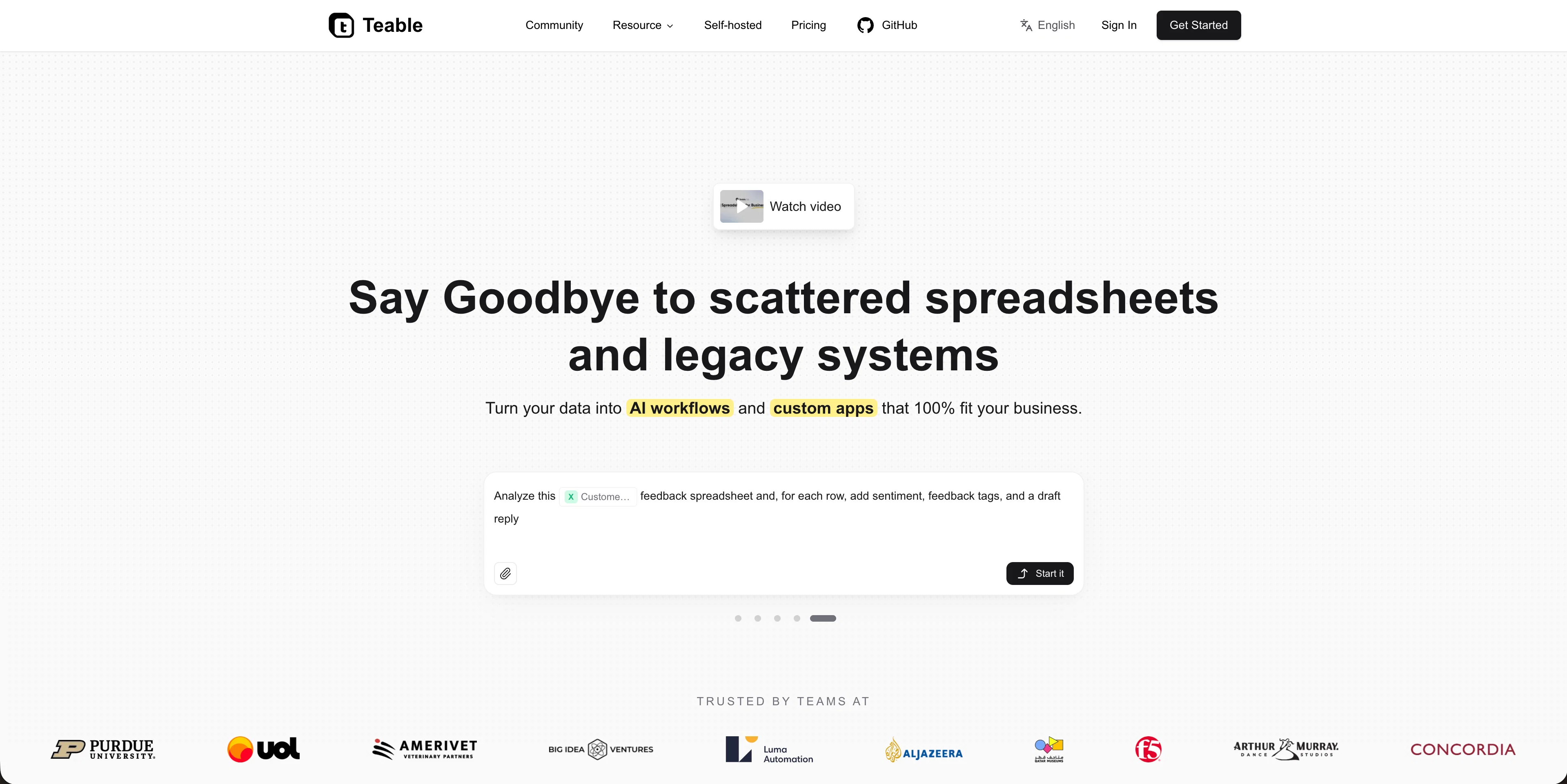 Teable website