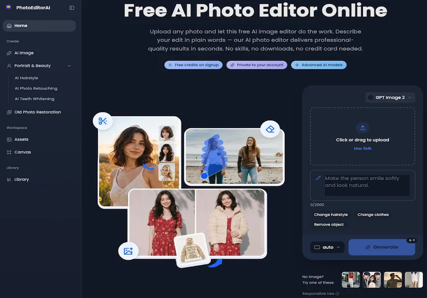 PhotoEditorAI website