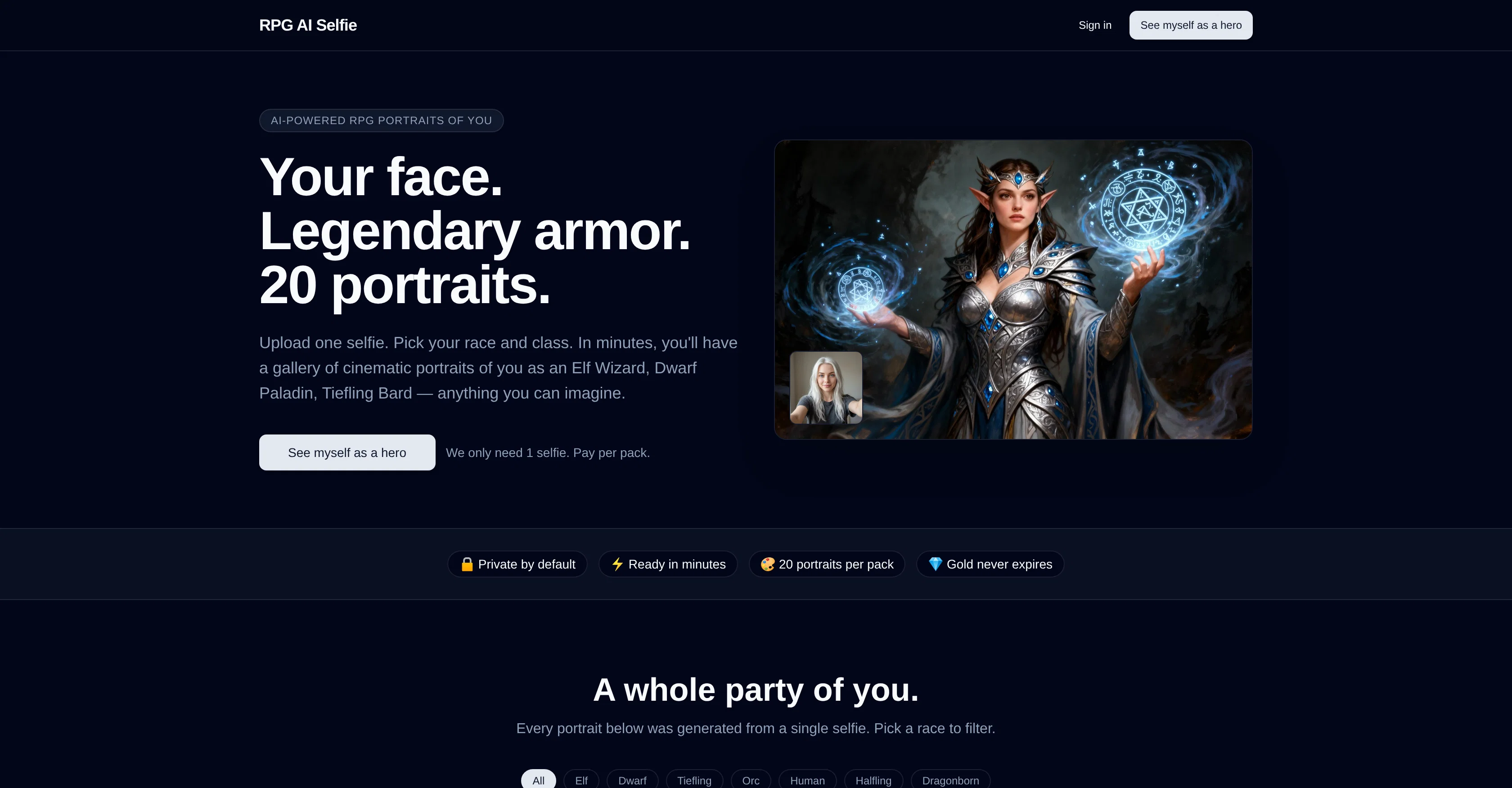 RPG AI Selfie website