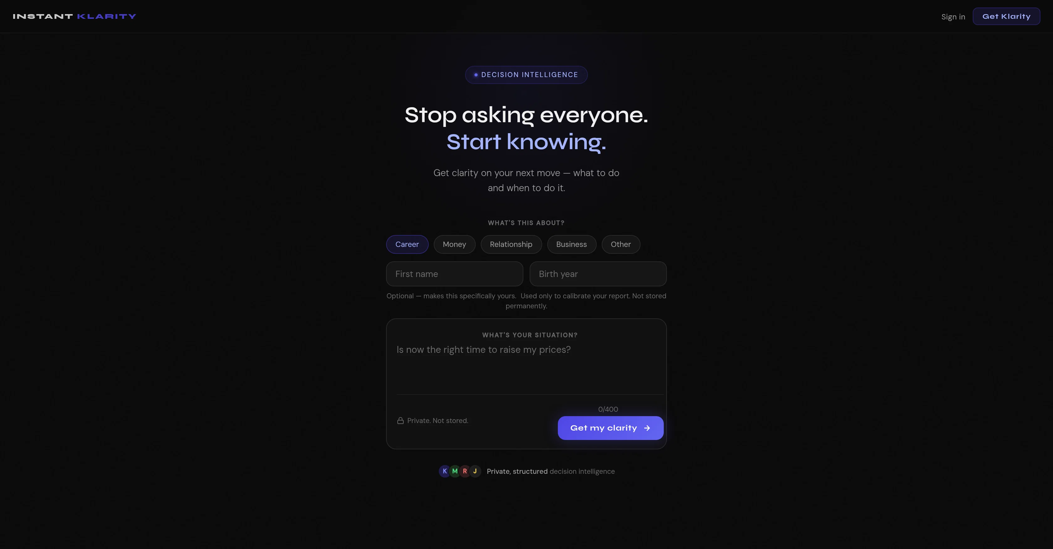 Instant Klarity website