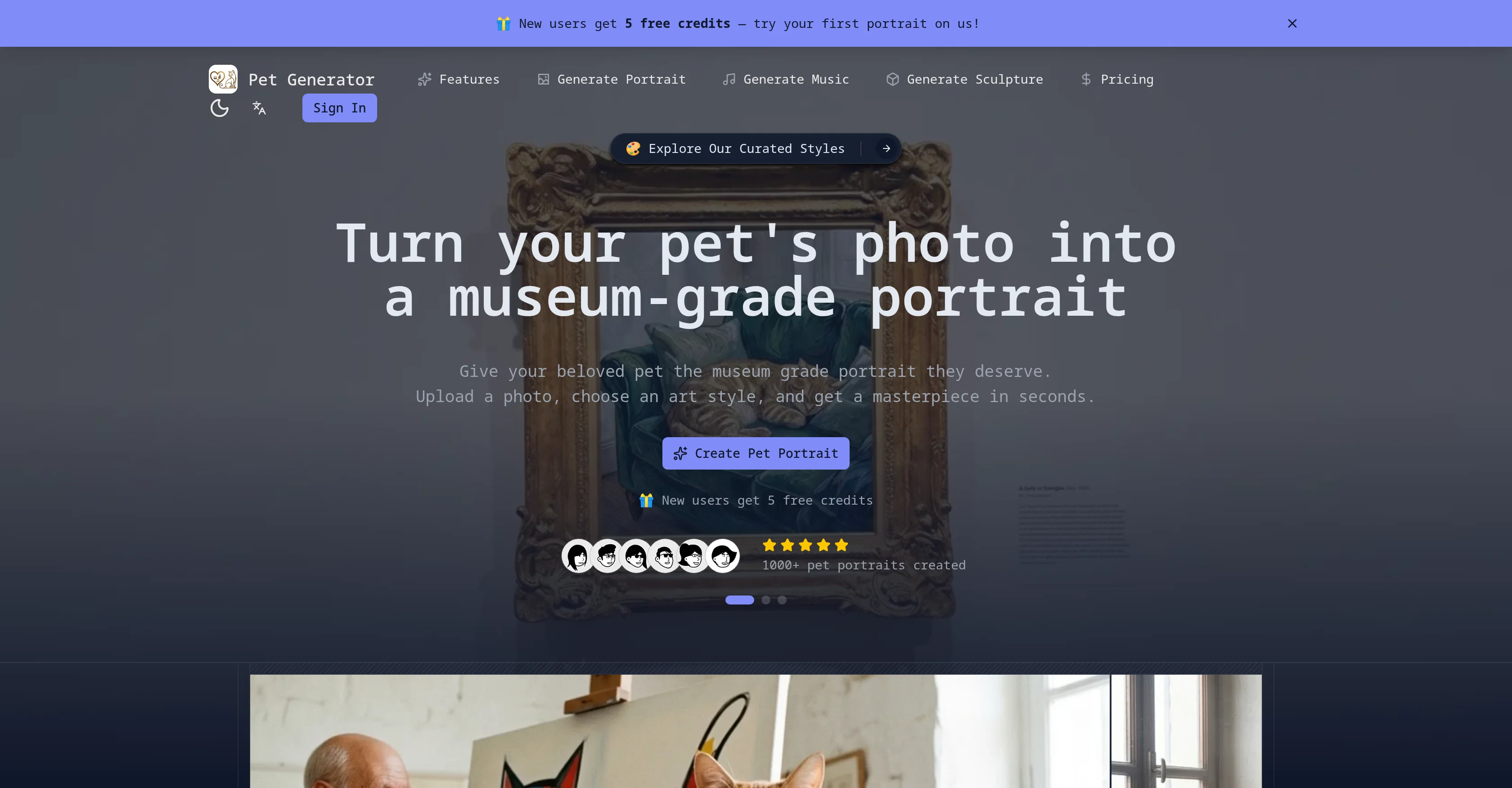 AI Pet Generator website