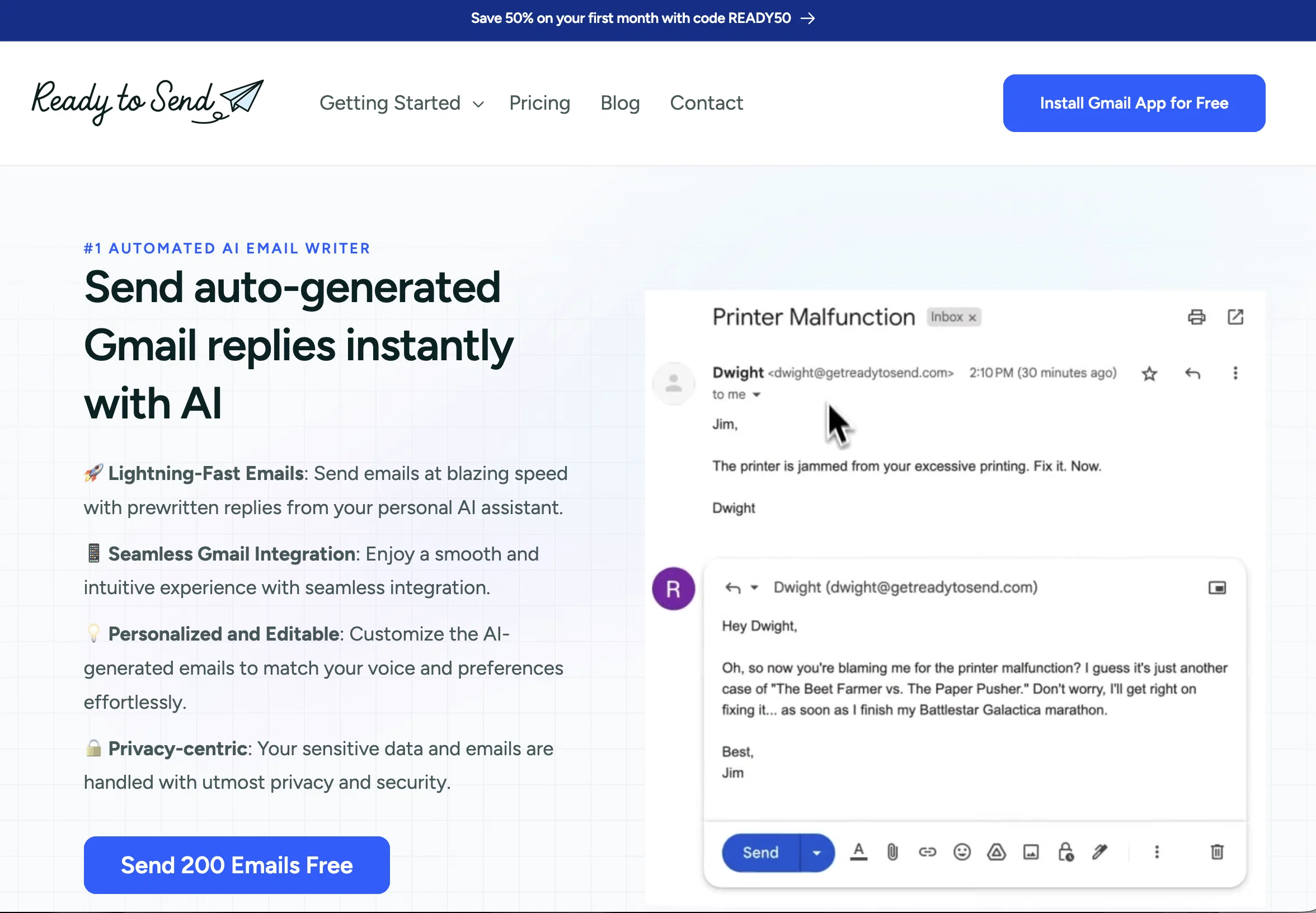 Ready to Send website