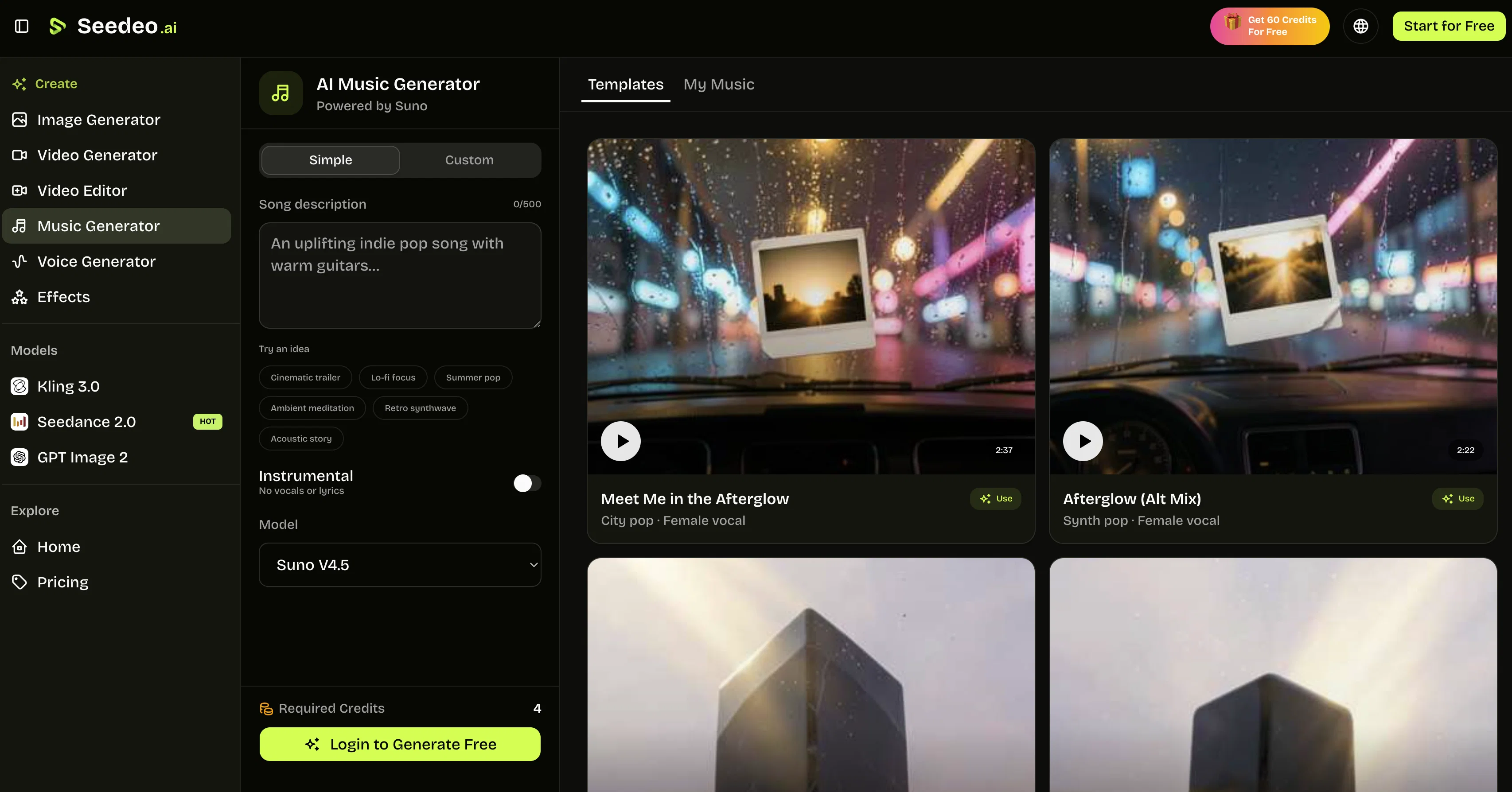 Seedeo Music Generator website