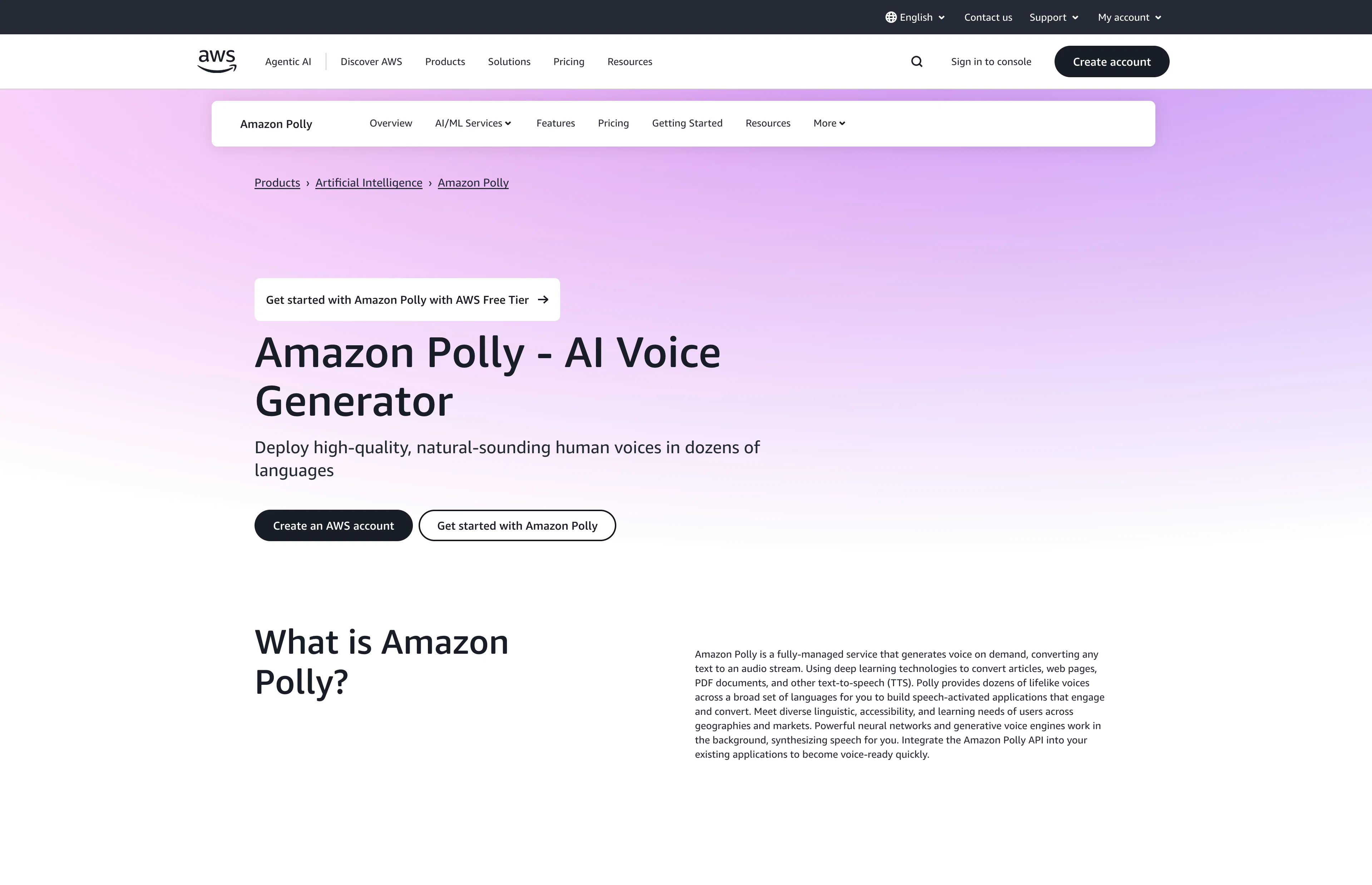 Amazon Polly website