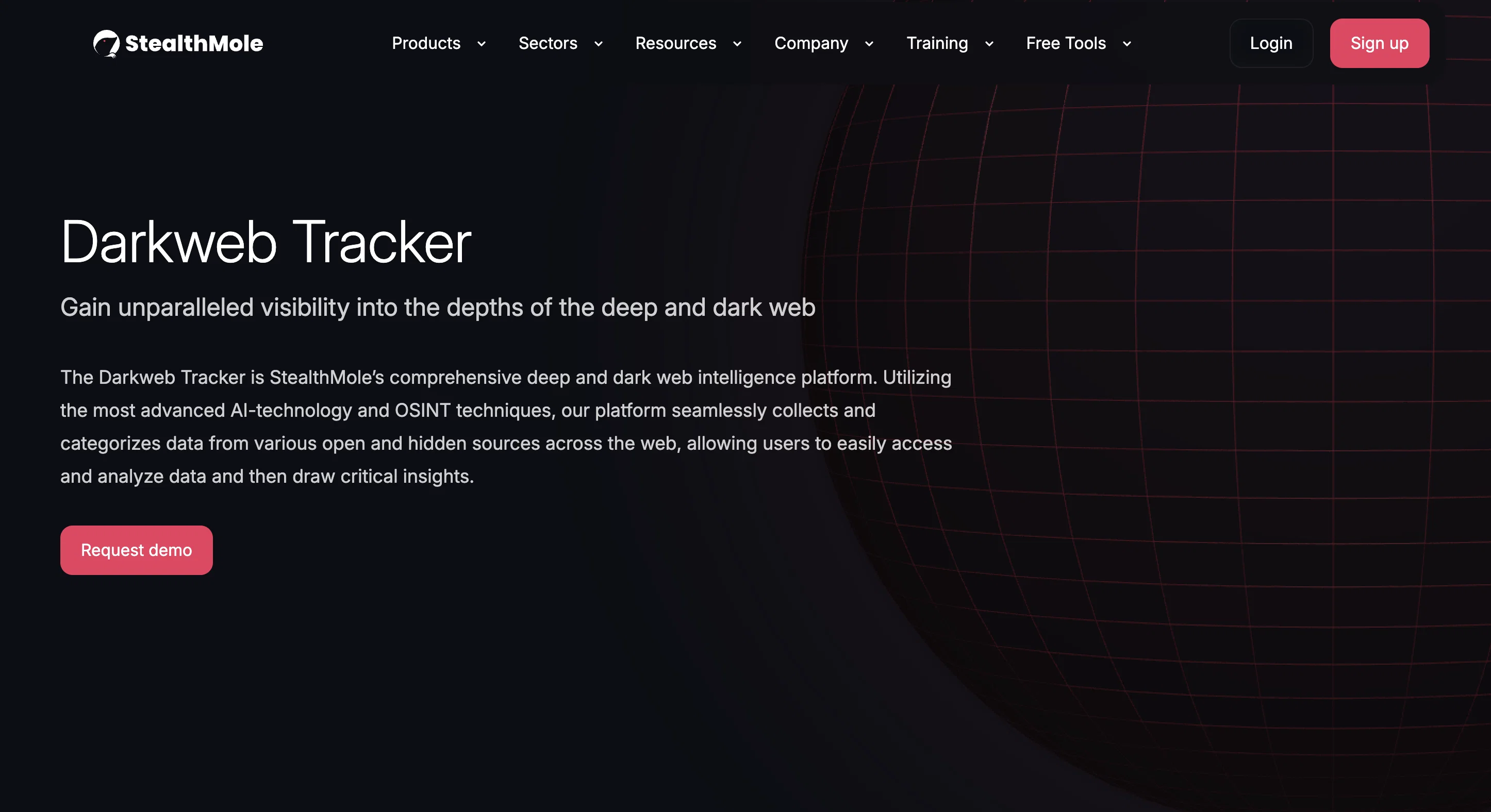 StealthMole Darkweb Tracker website