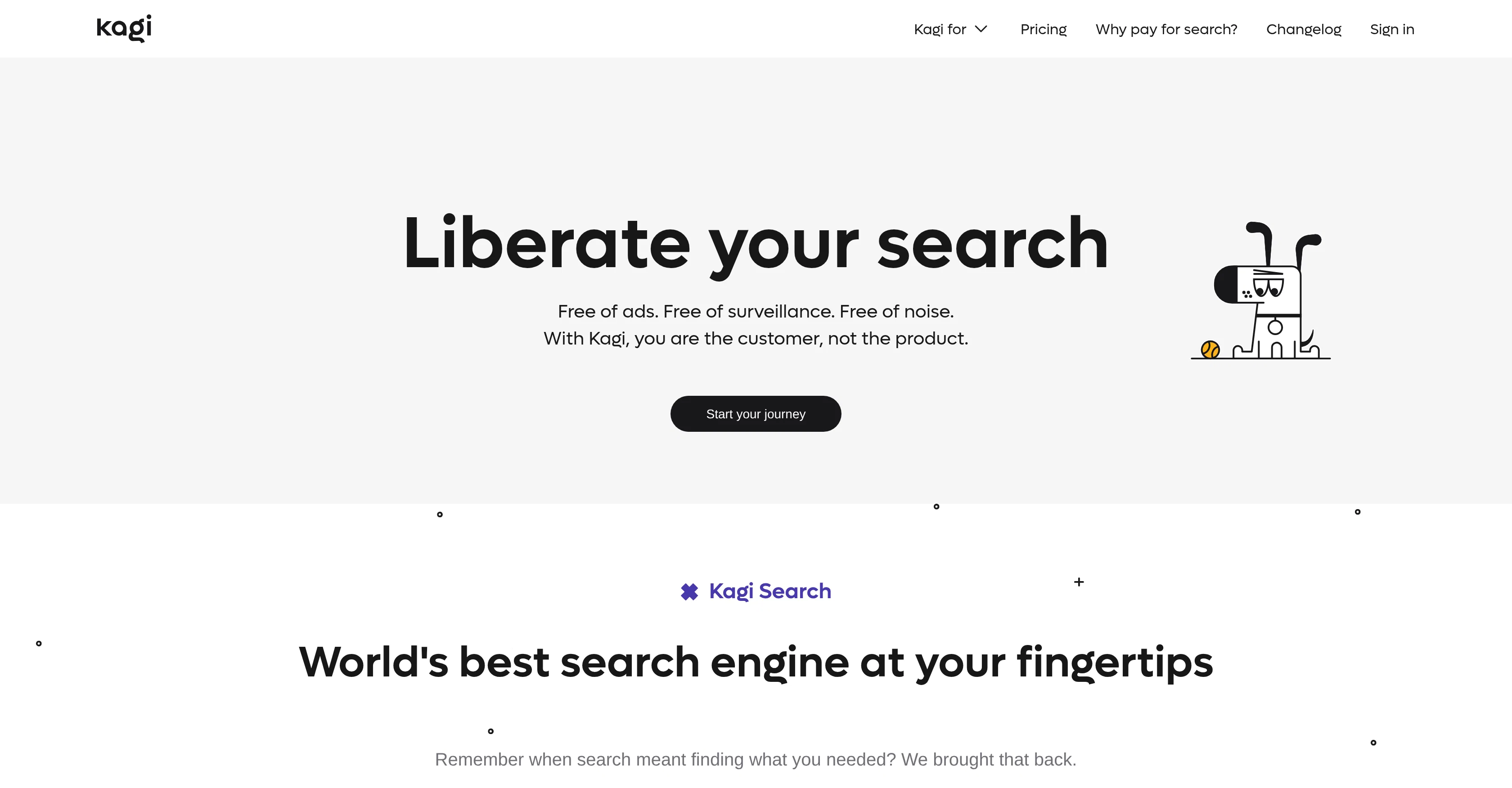 Kagi Search website