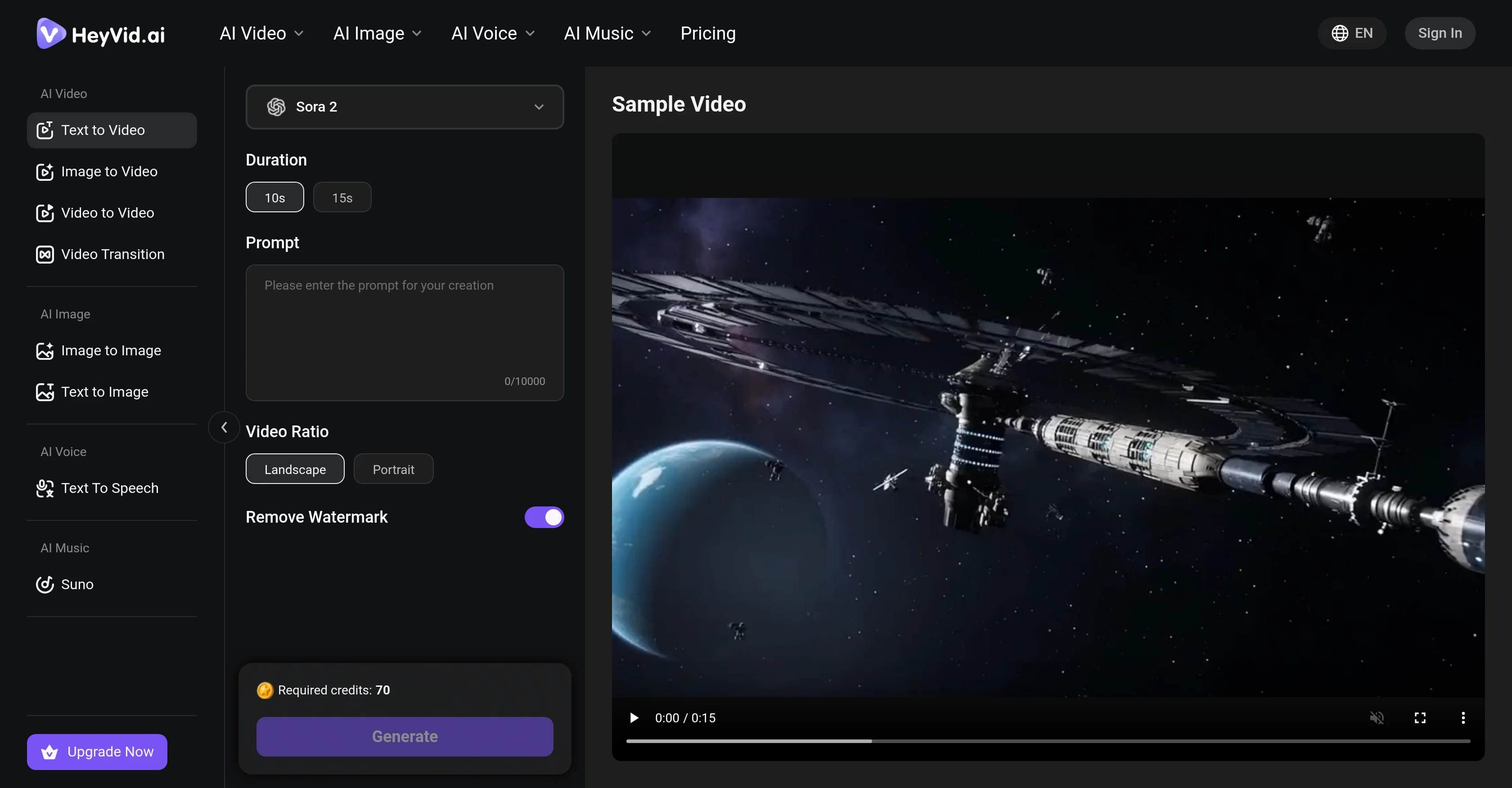 HeyVid AI website