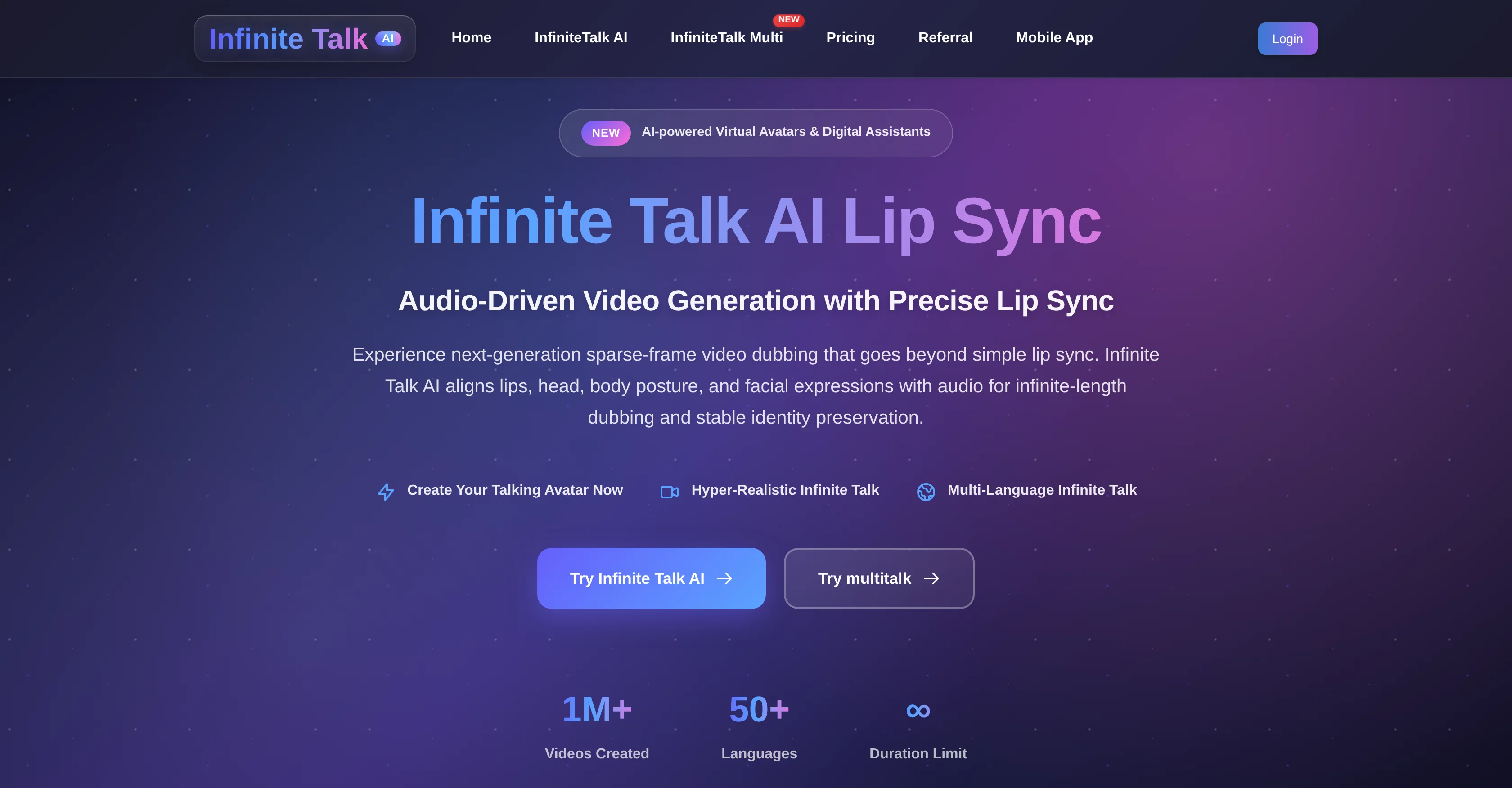Infinite Talk AI website