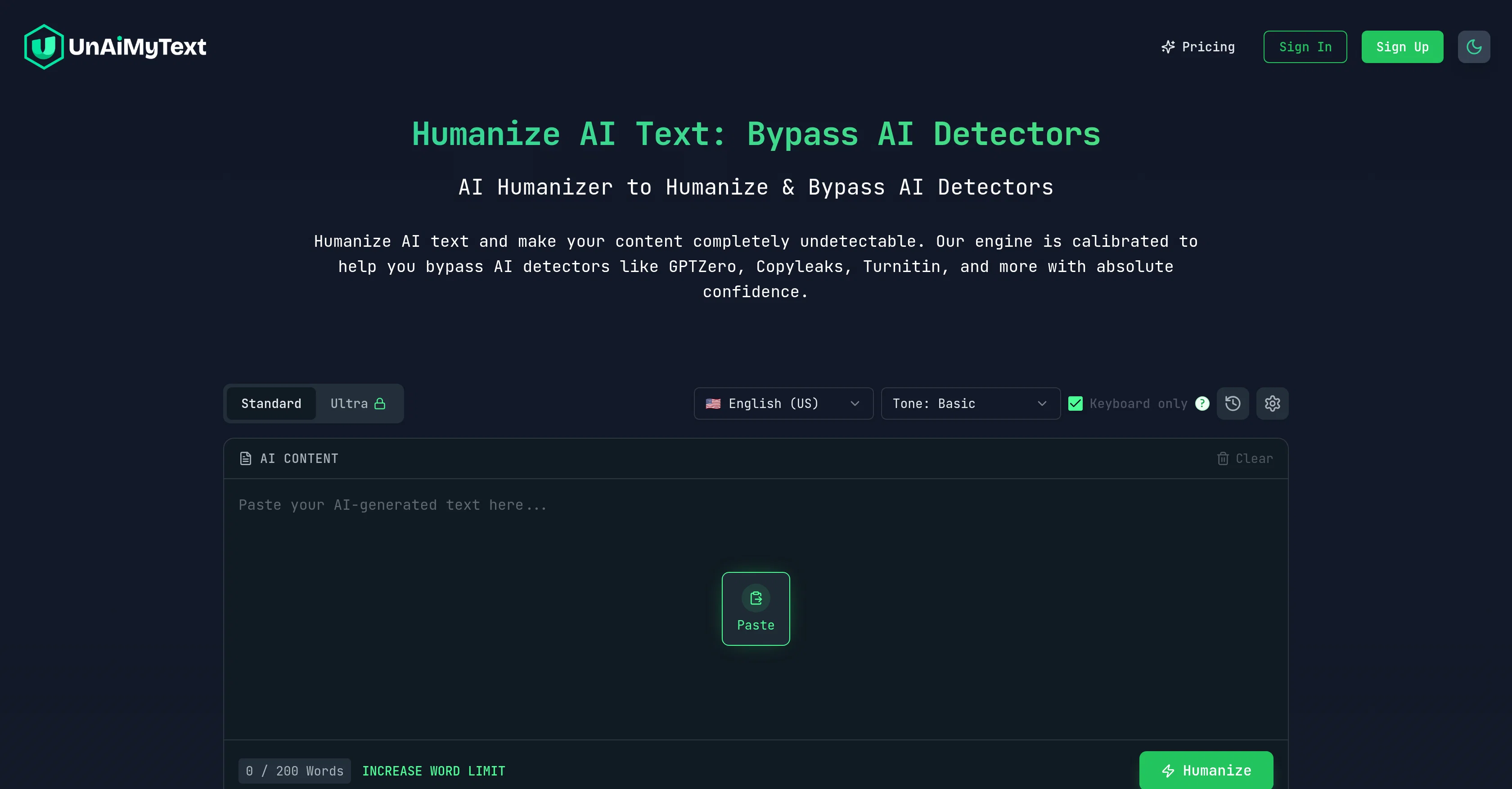 UnAIMyText website