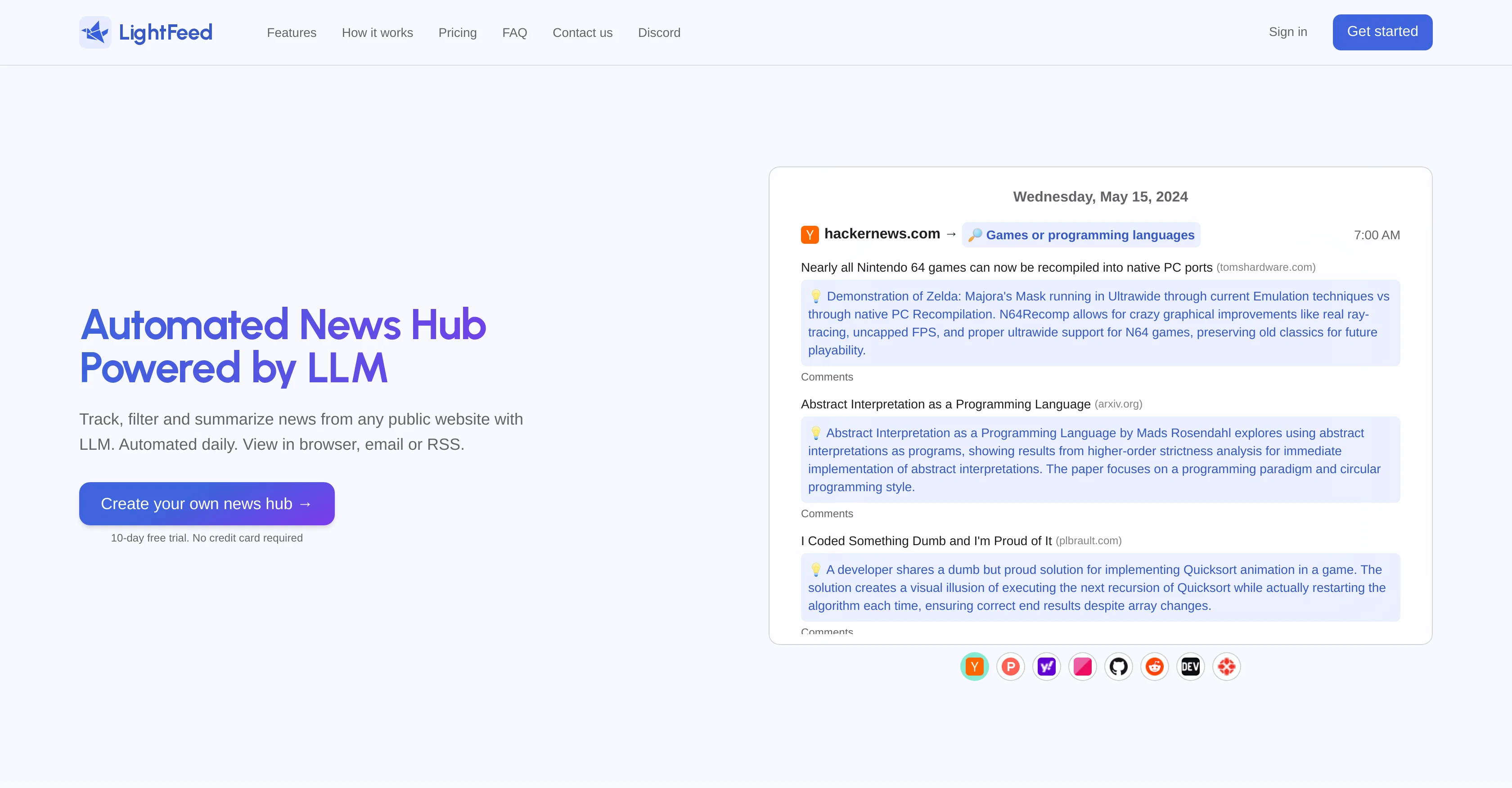 LightFeed website