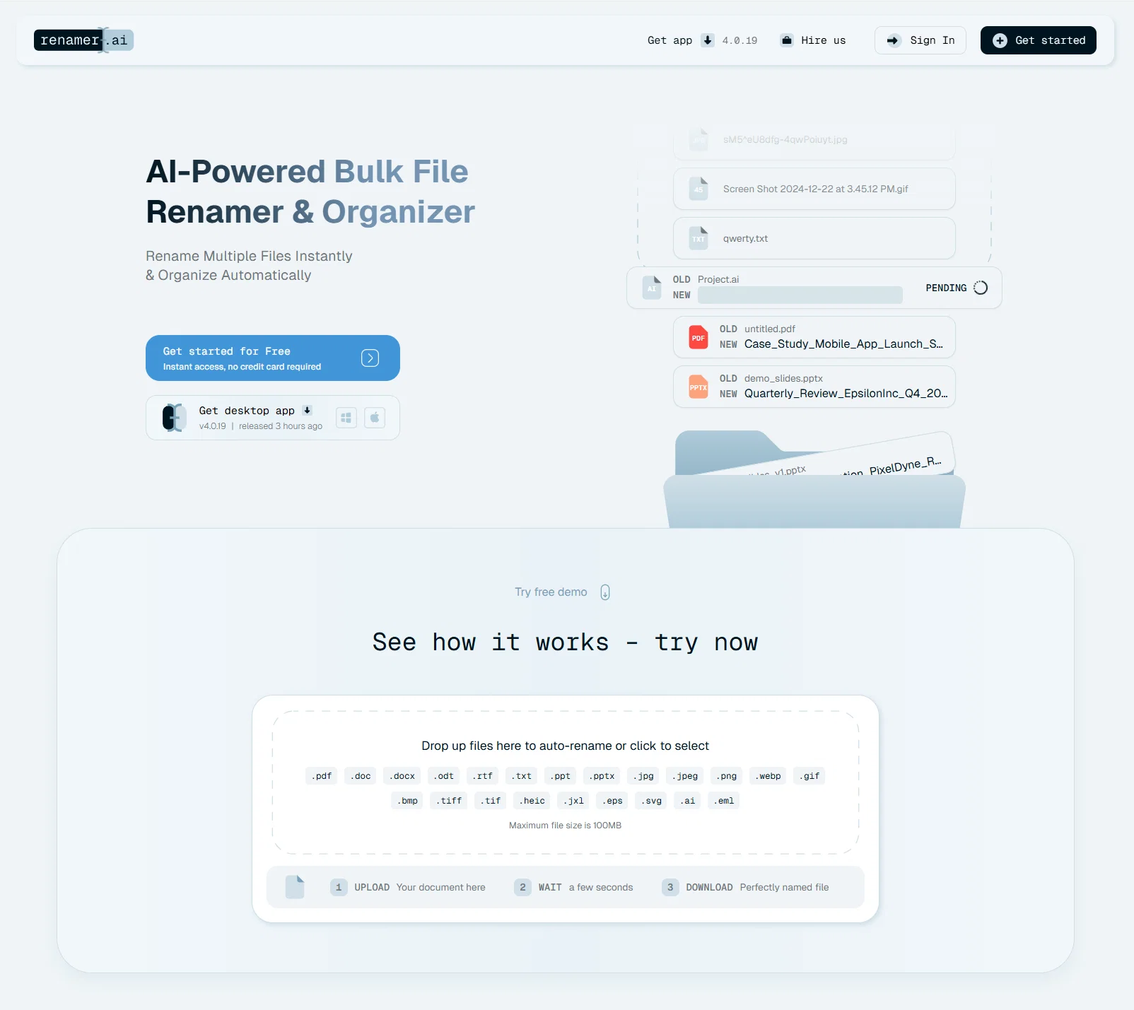 Renamer.ai website