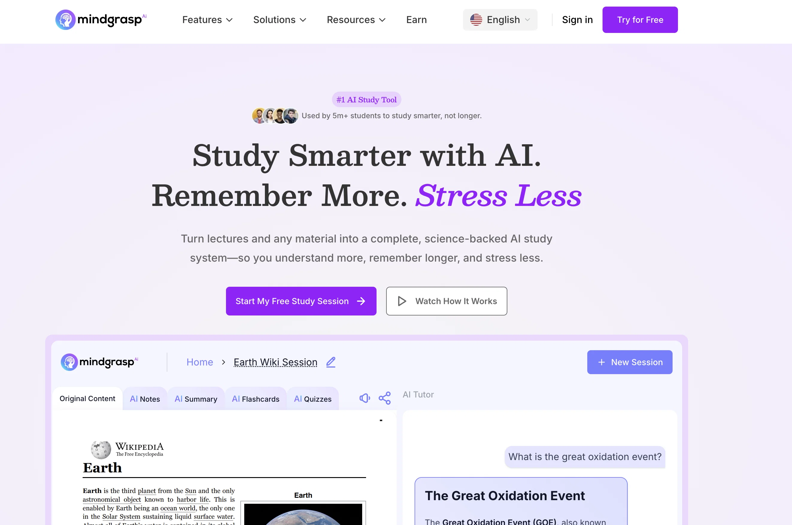 Mindgrasp website