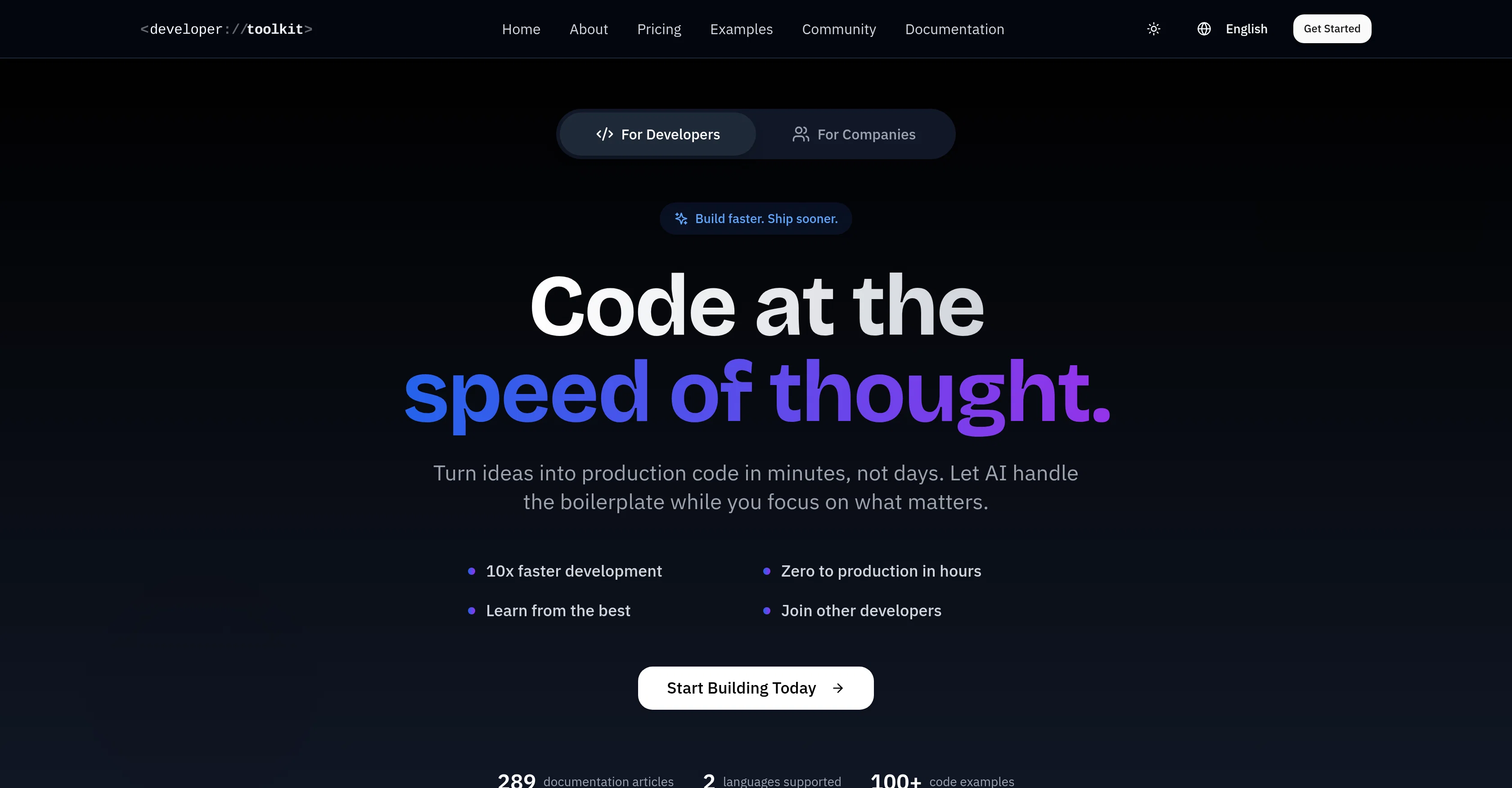 Developer Toolkit website