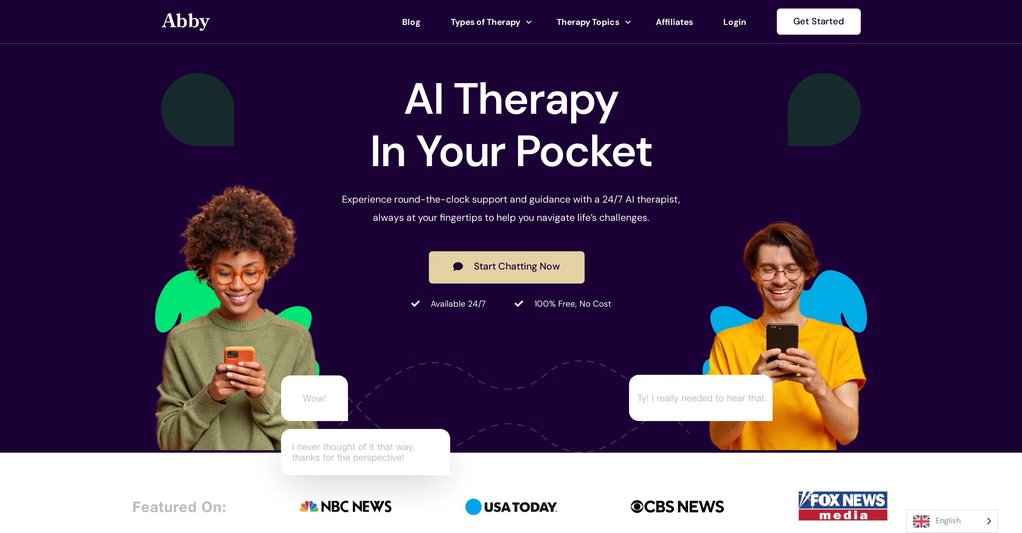 Abby - Your AI Therapist website