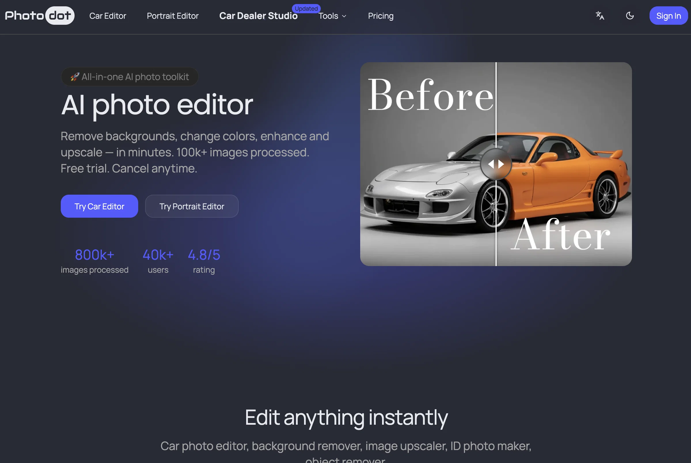 Photodot AI website