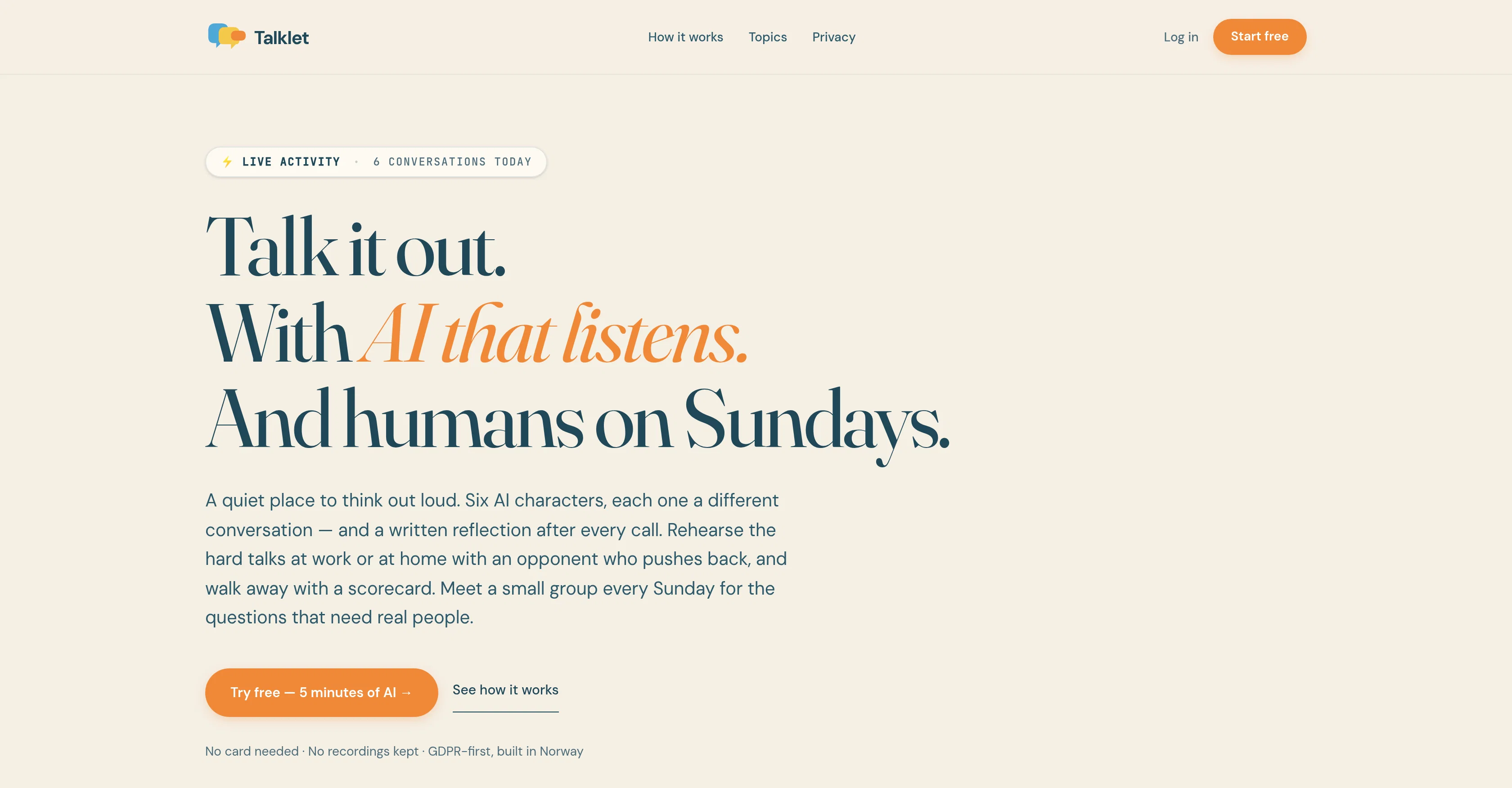 Talklet website