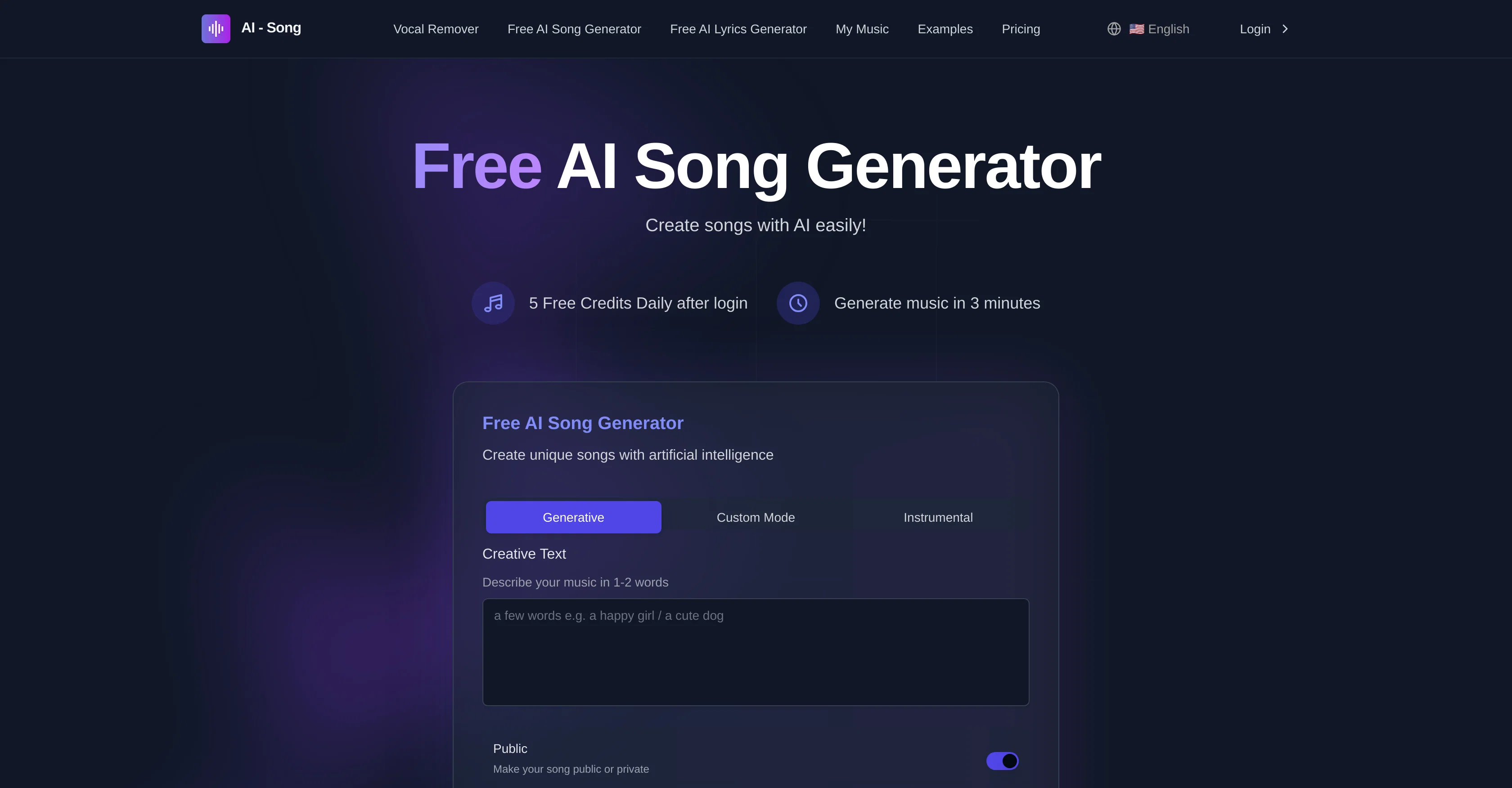 AI Song Generator website