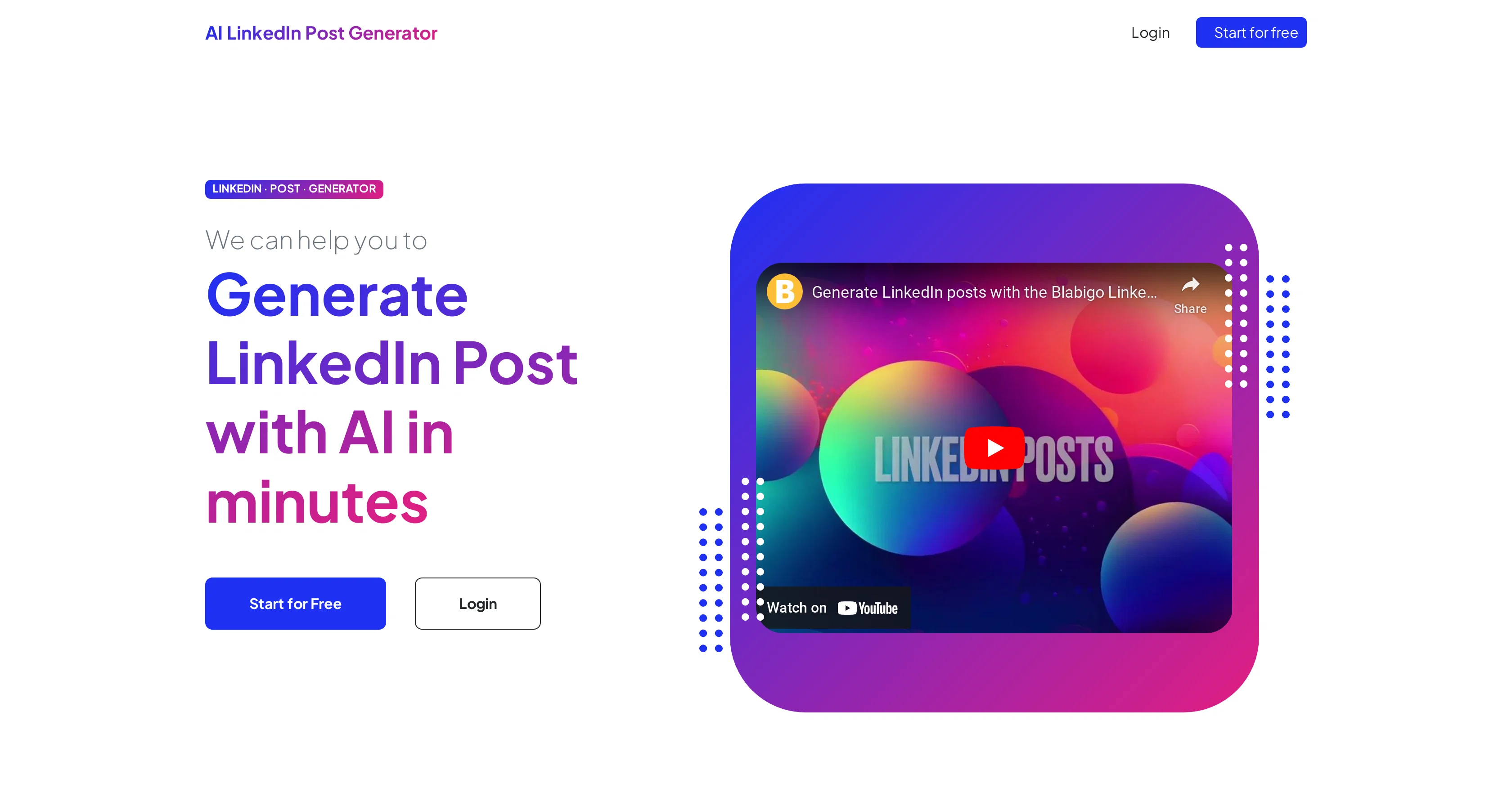 LinkedIn Post Generator AI website