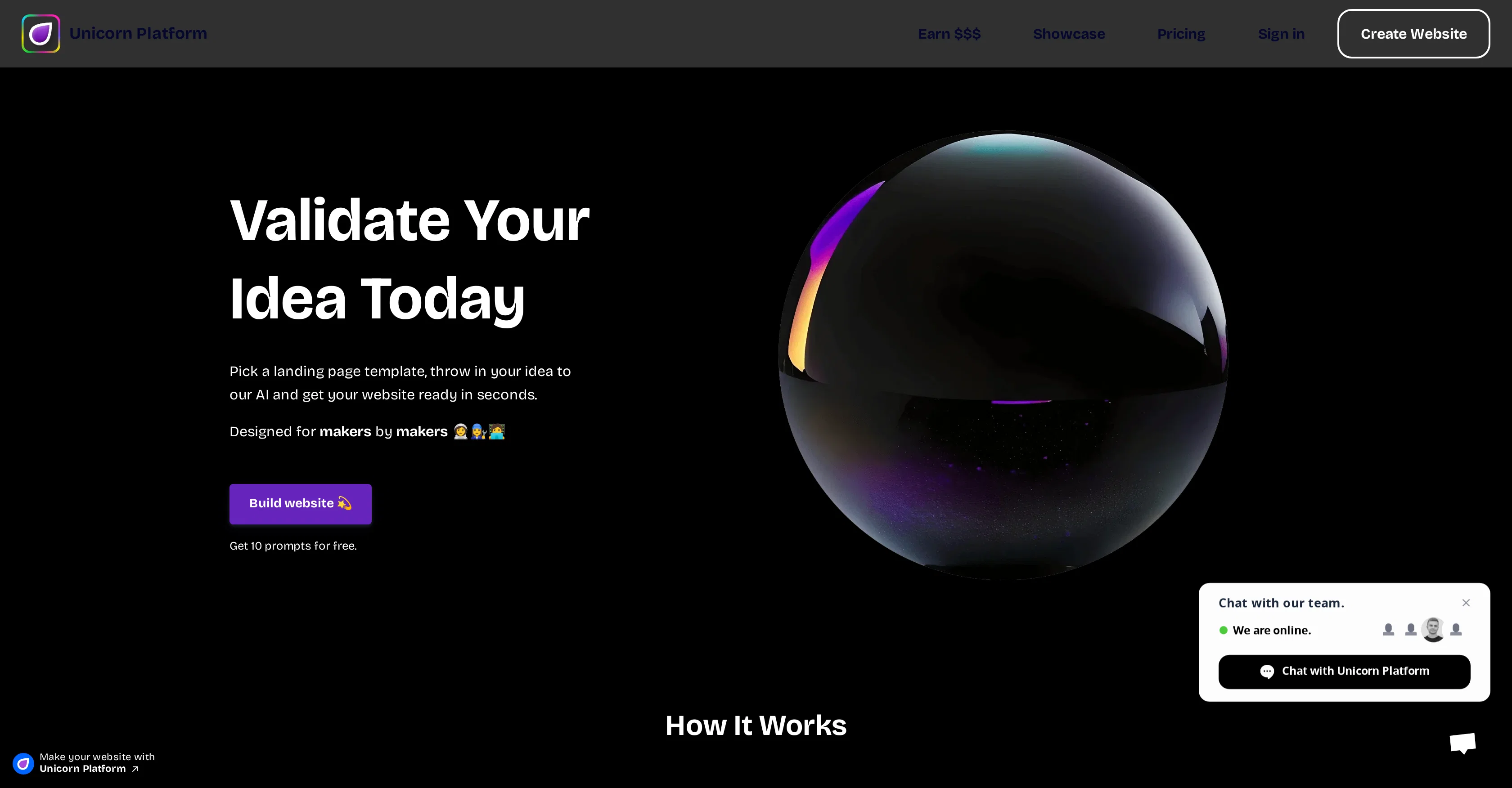 Unicorn platform website