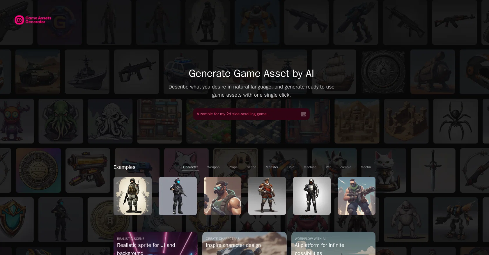 Game Assets Generator website