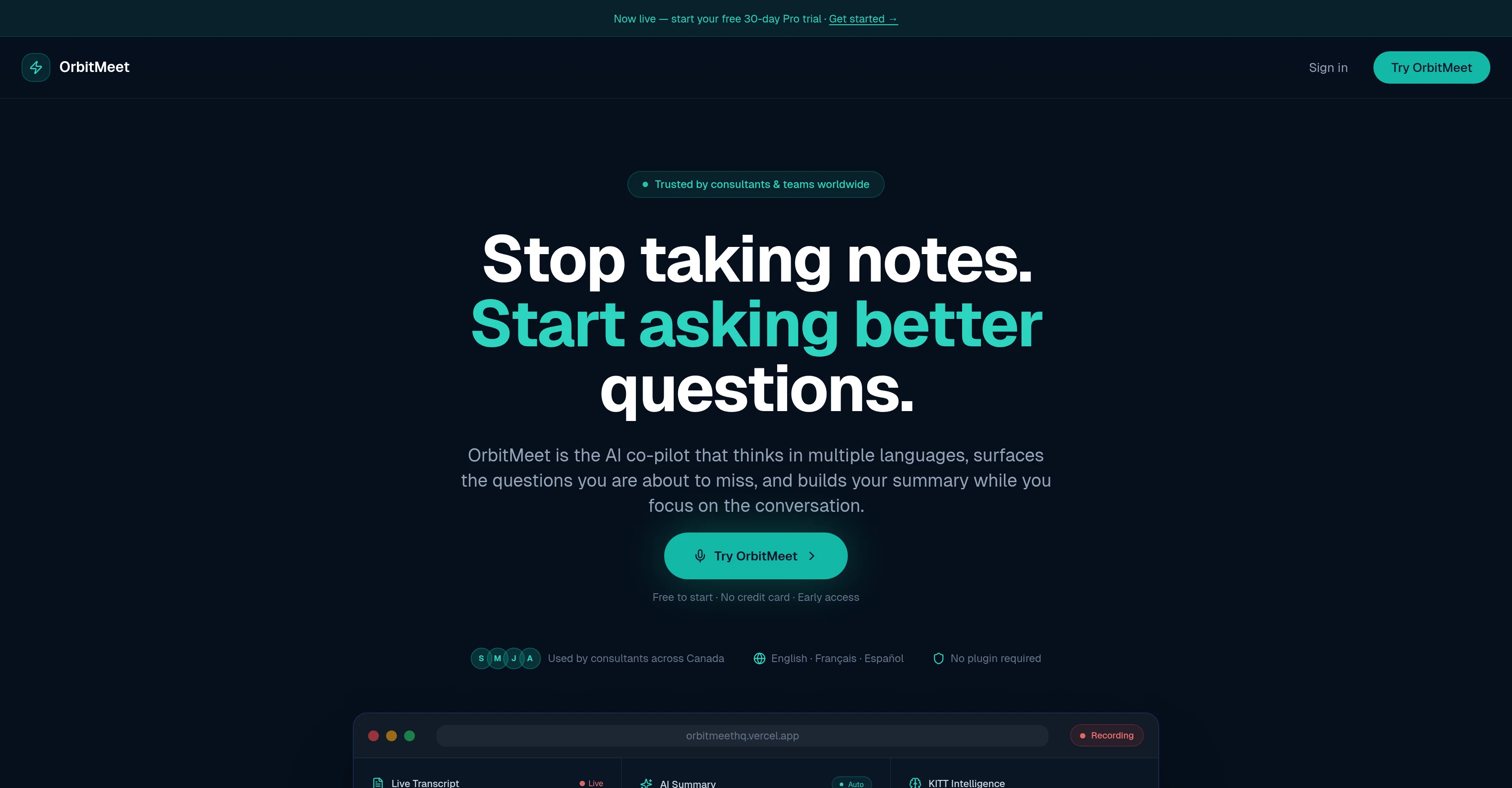 OrbitMeet website