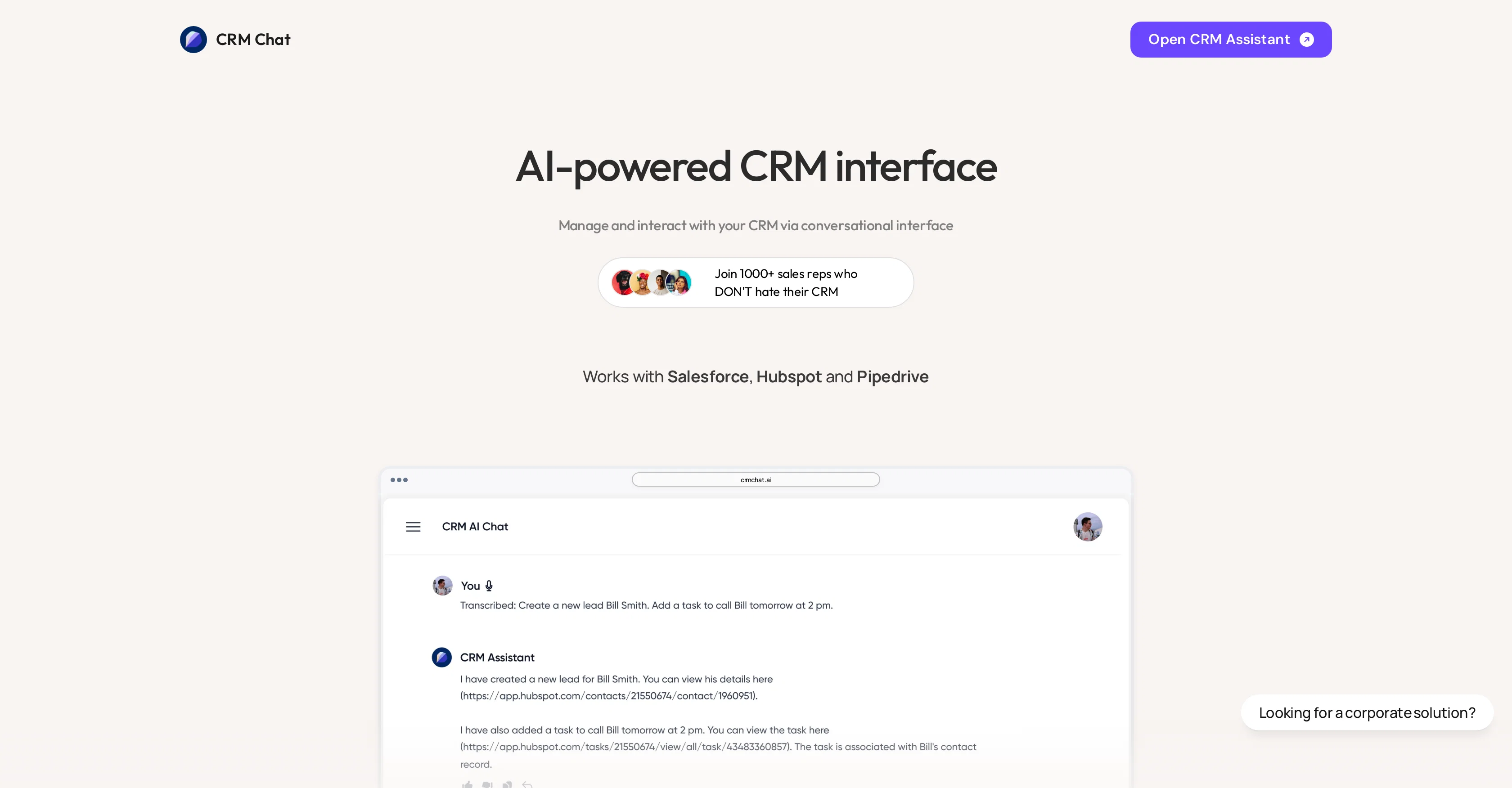 CRM Chat website