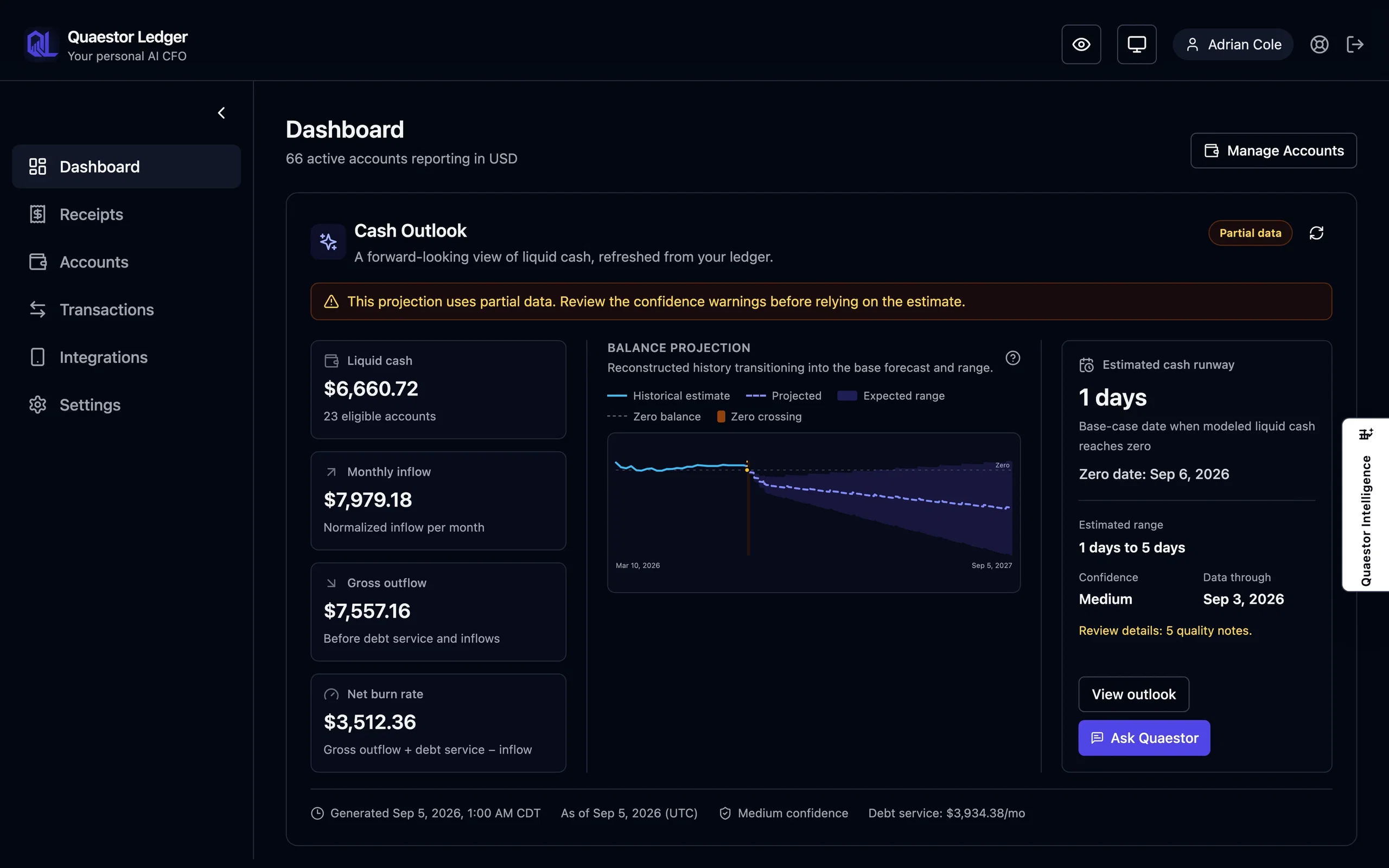 Quaestor Ledger website