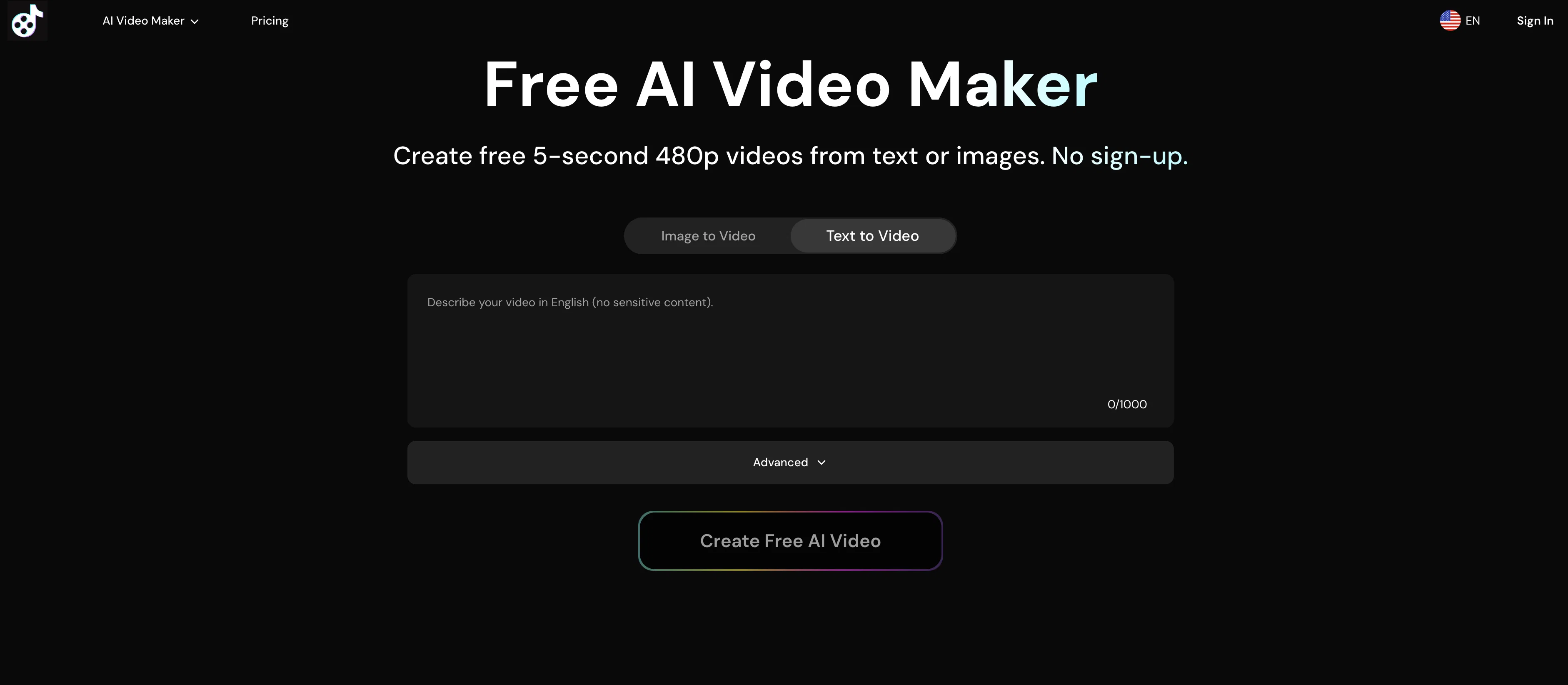AIVideoMaker - Free AI Video Maker website