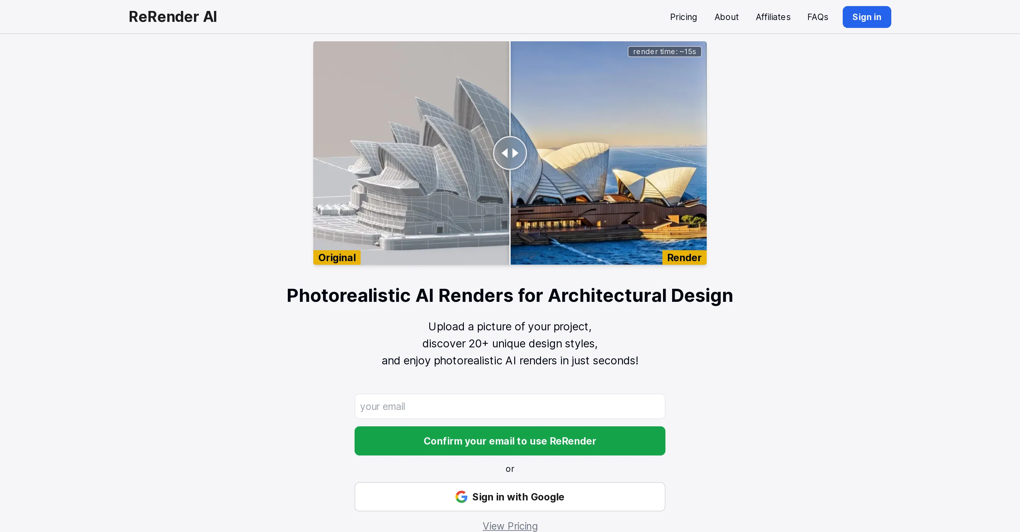 ReRender AI website