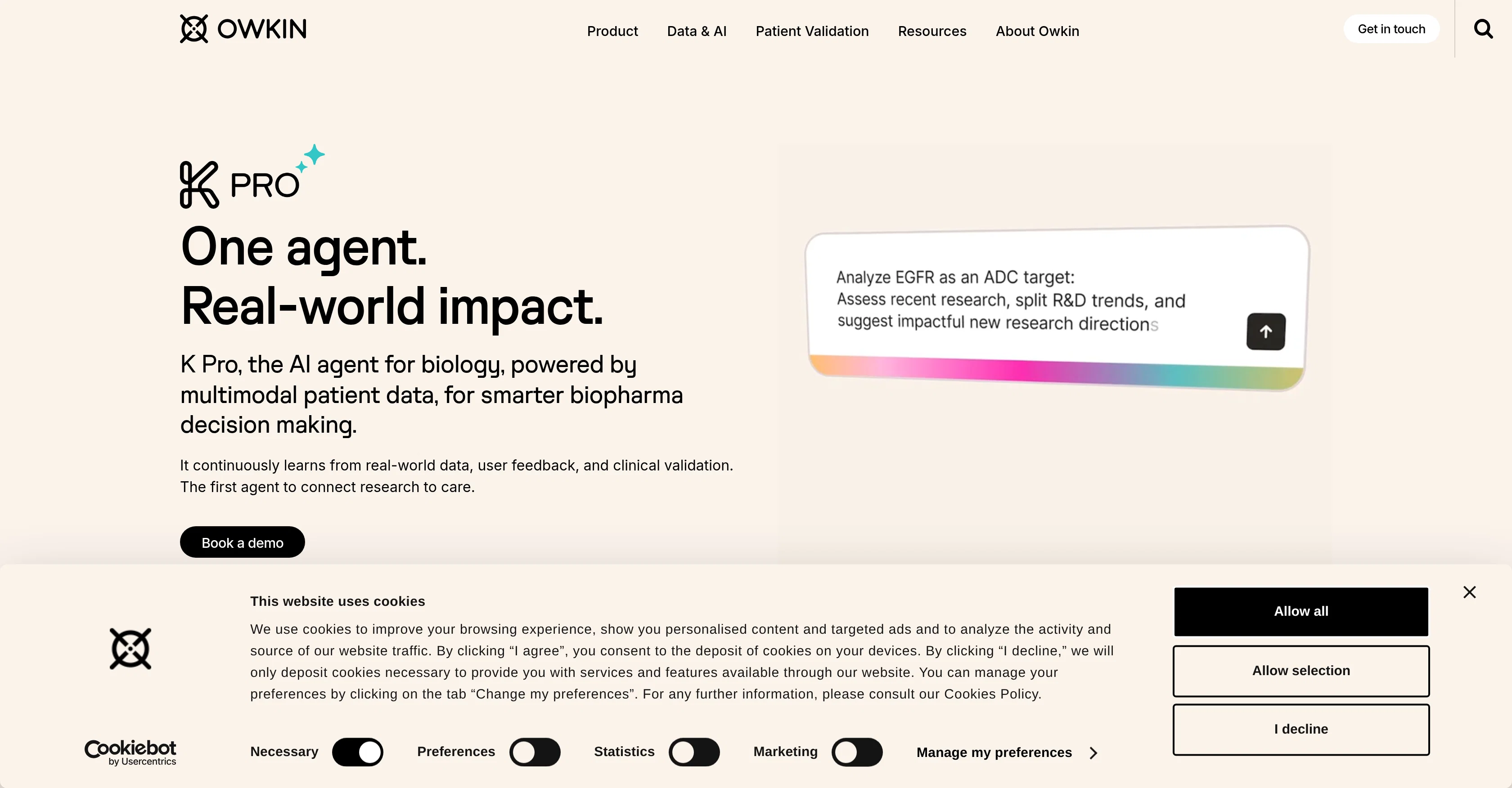 K Pro by Owkin website