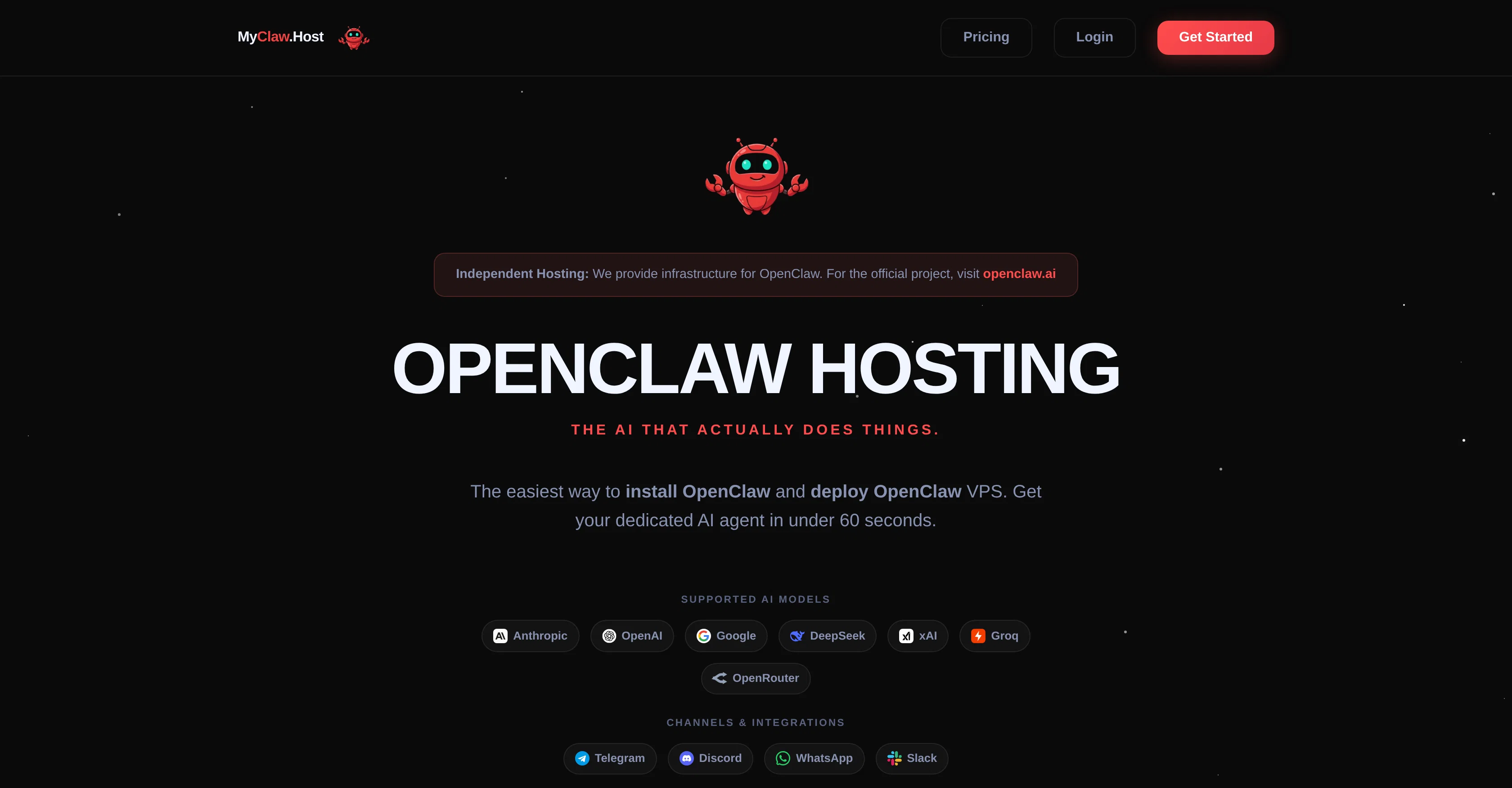 MyClaw.Host website