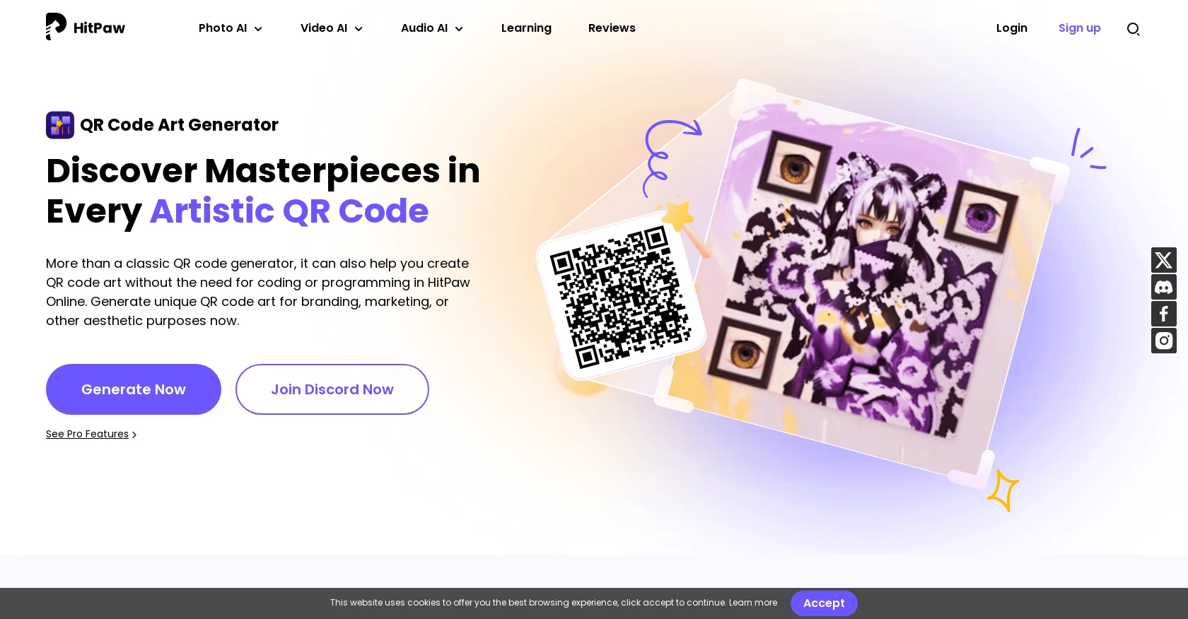 HitPaw QR codes website