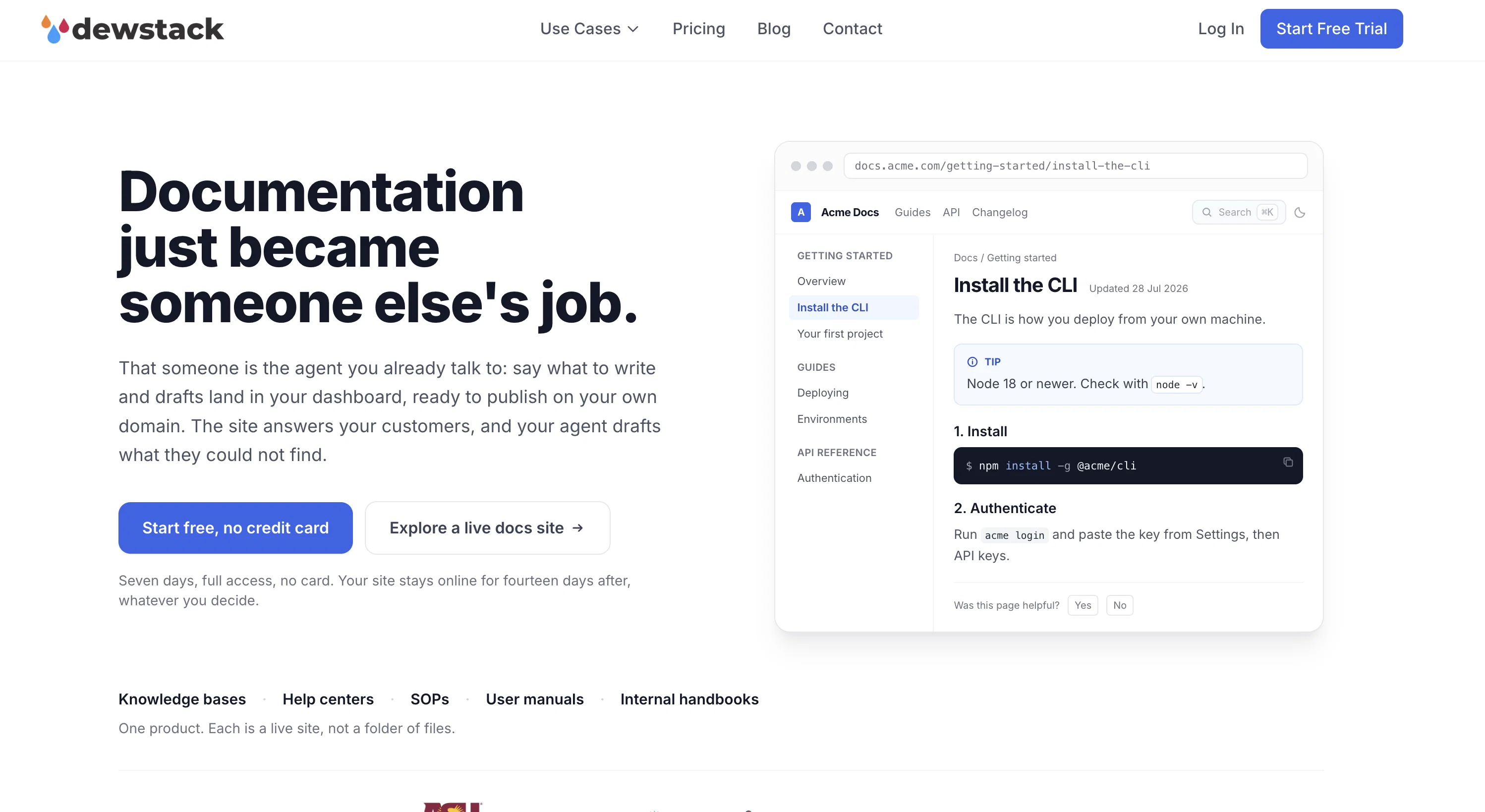 Dewstack website