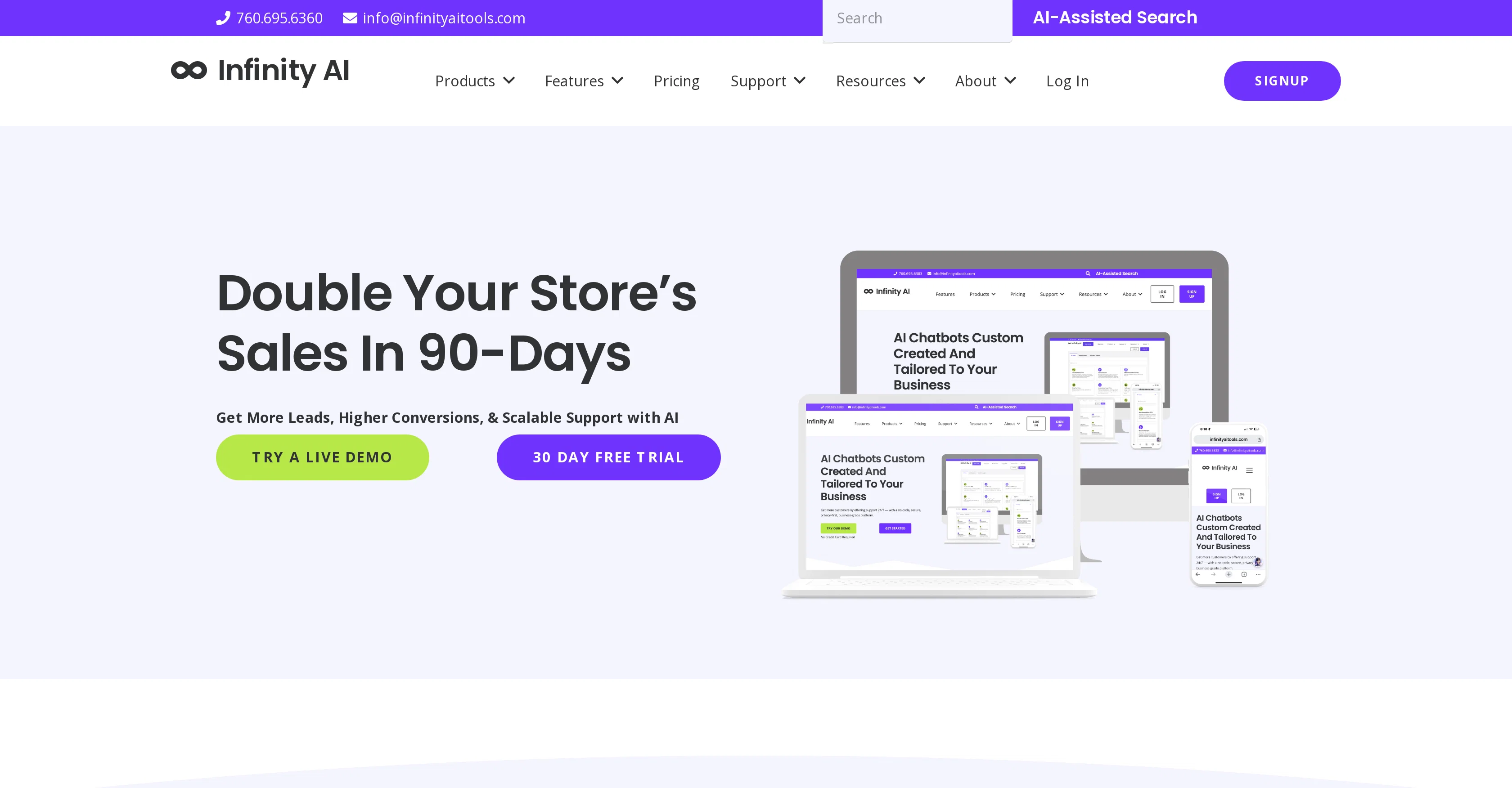 Infinity AI Tools website