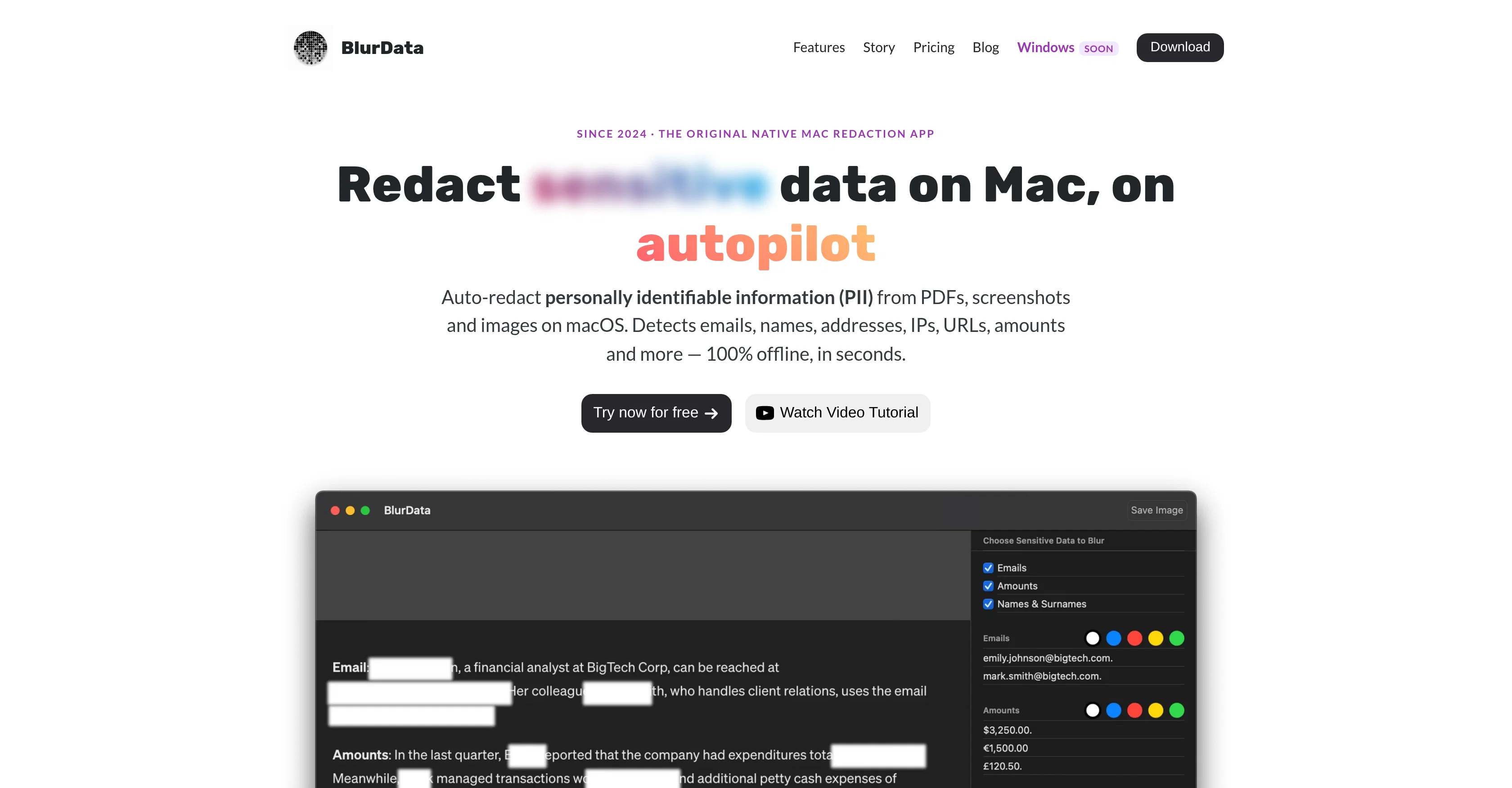 BlurData website