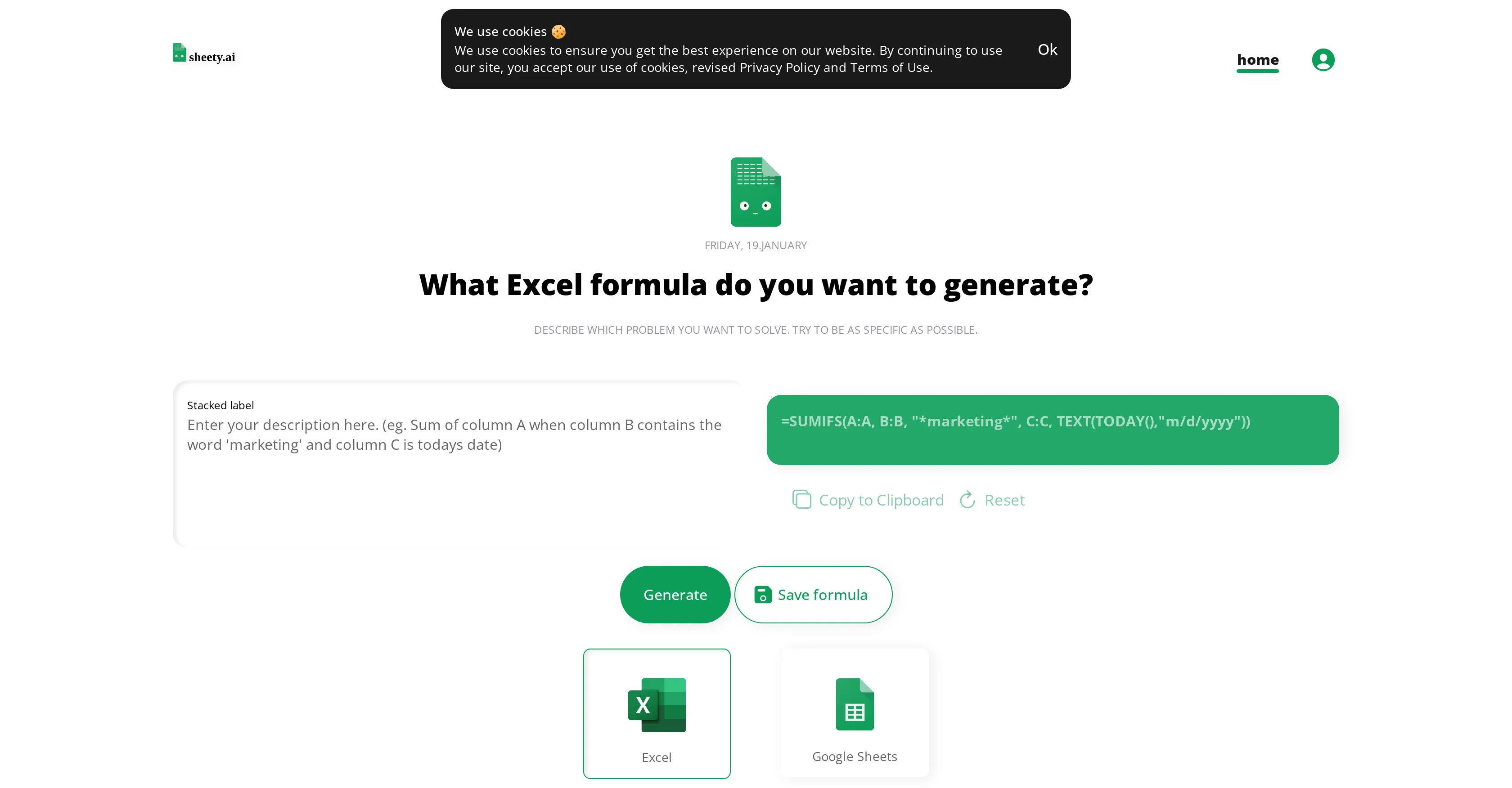SheetyAI website