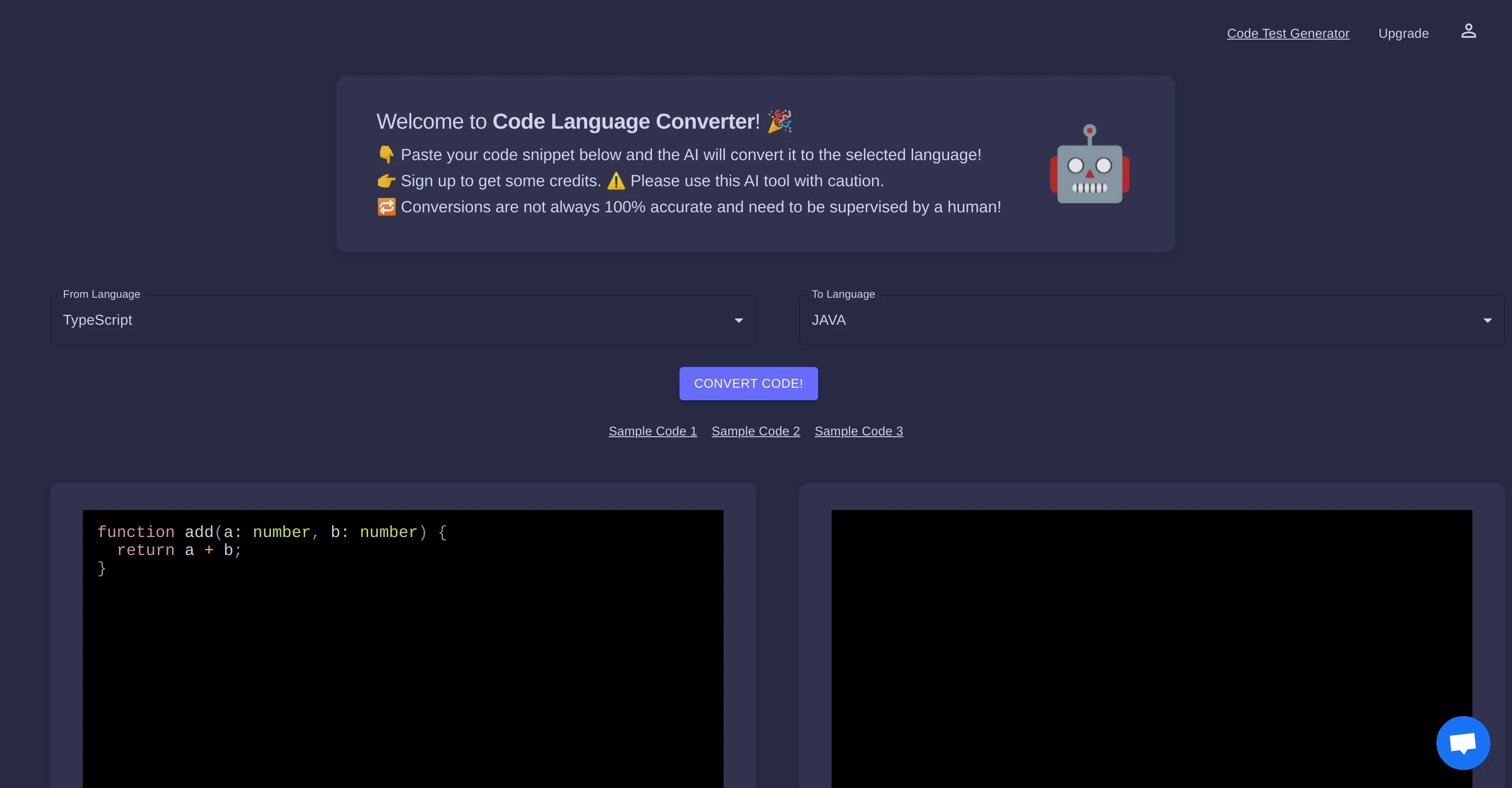 Code Language Converter website