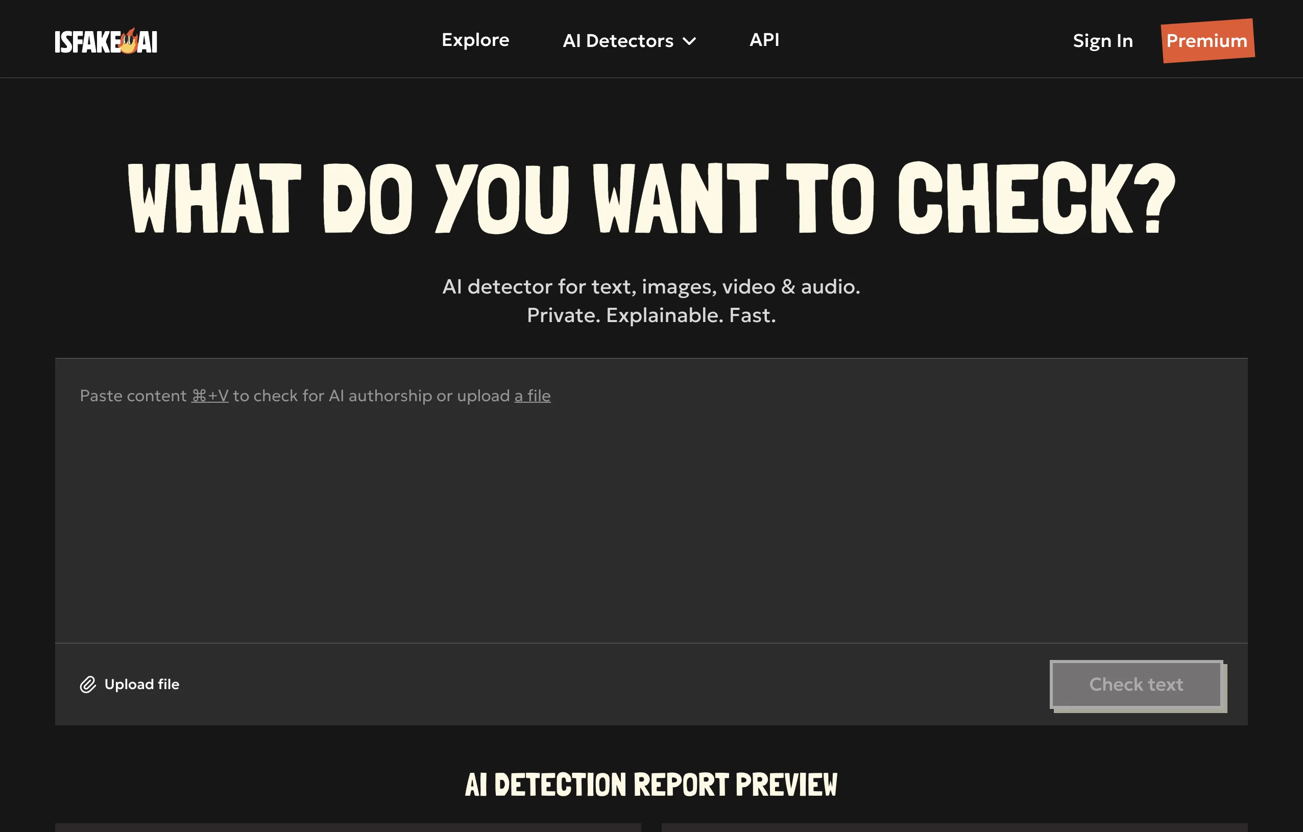 isFake.ai website