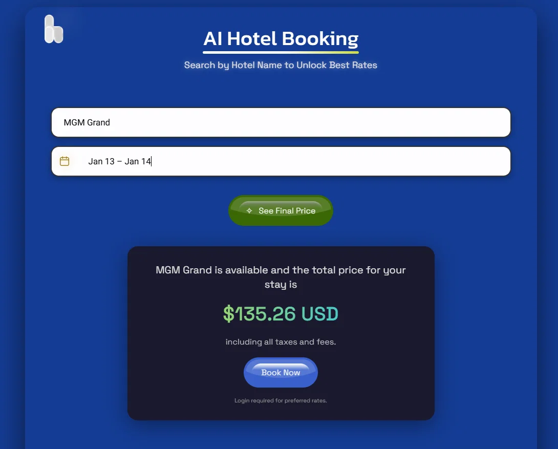 AI Hotel Price Checker - BusinessHotels.com website