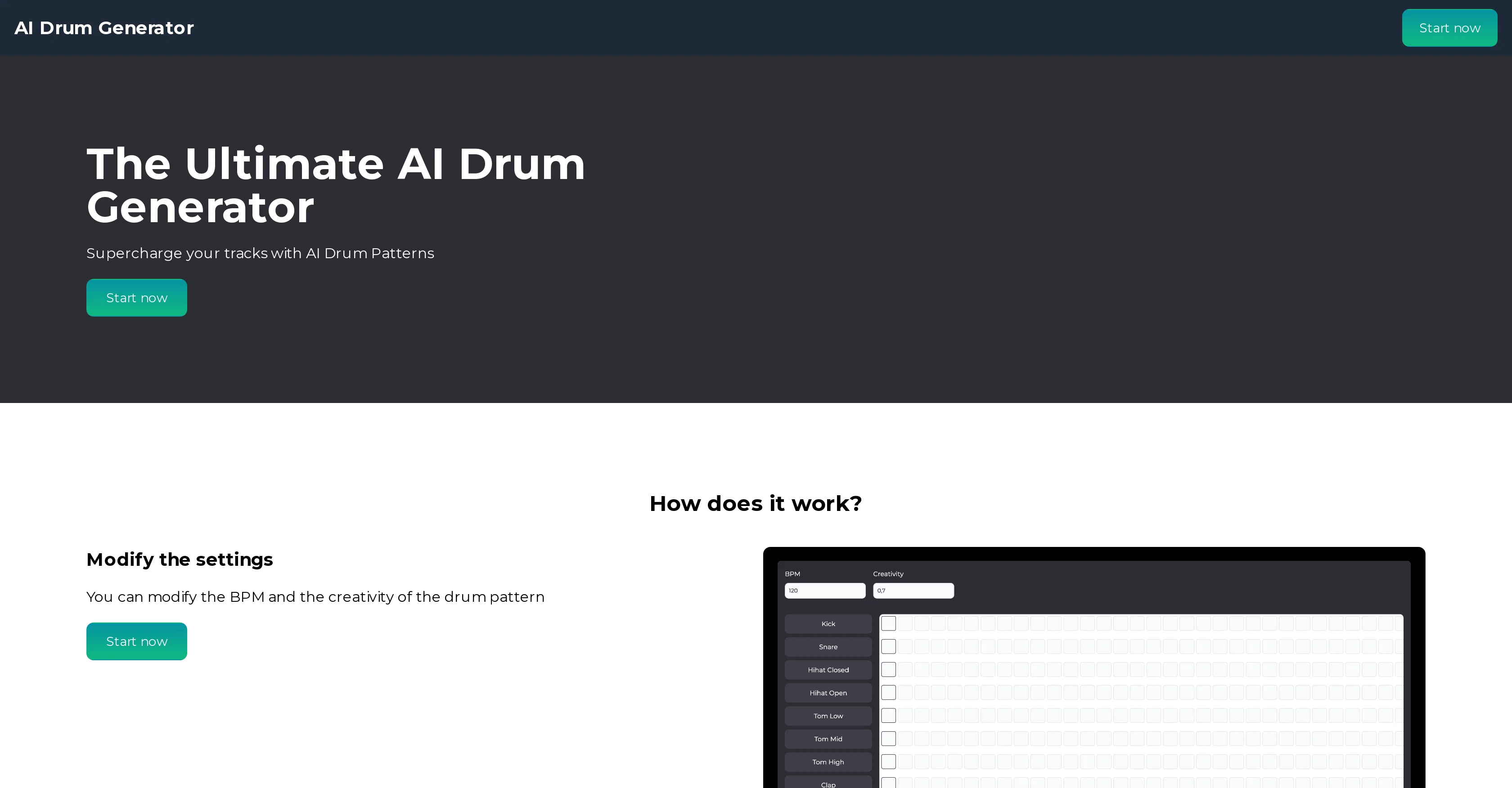 AI Drum Generator website