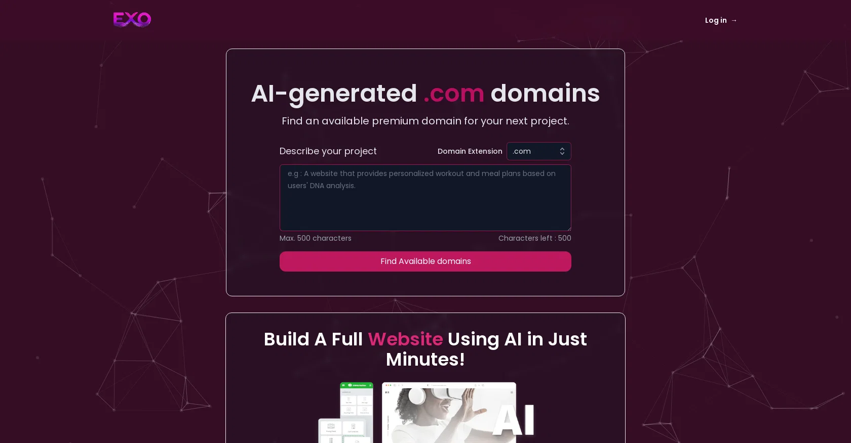 Exoname website