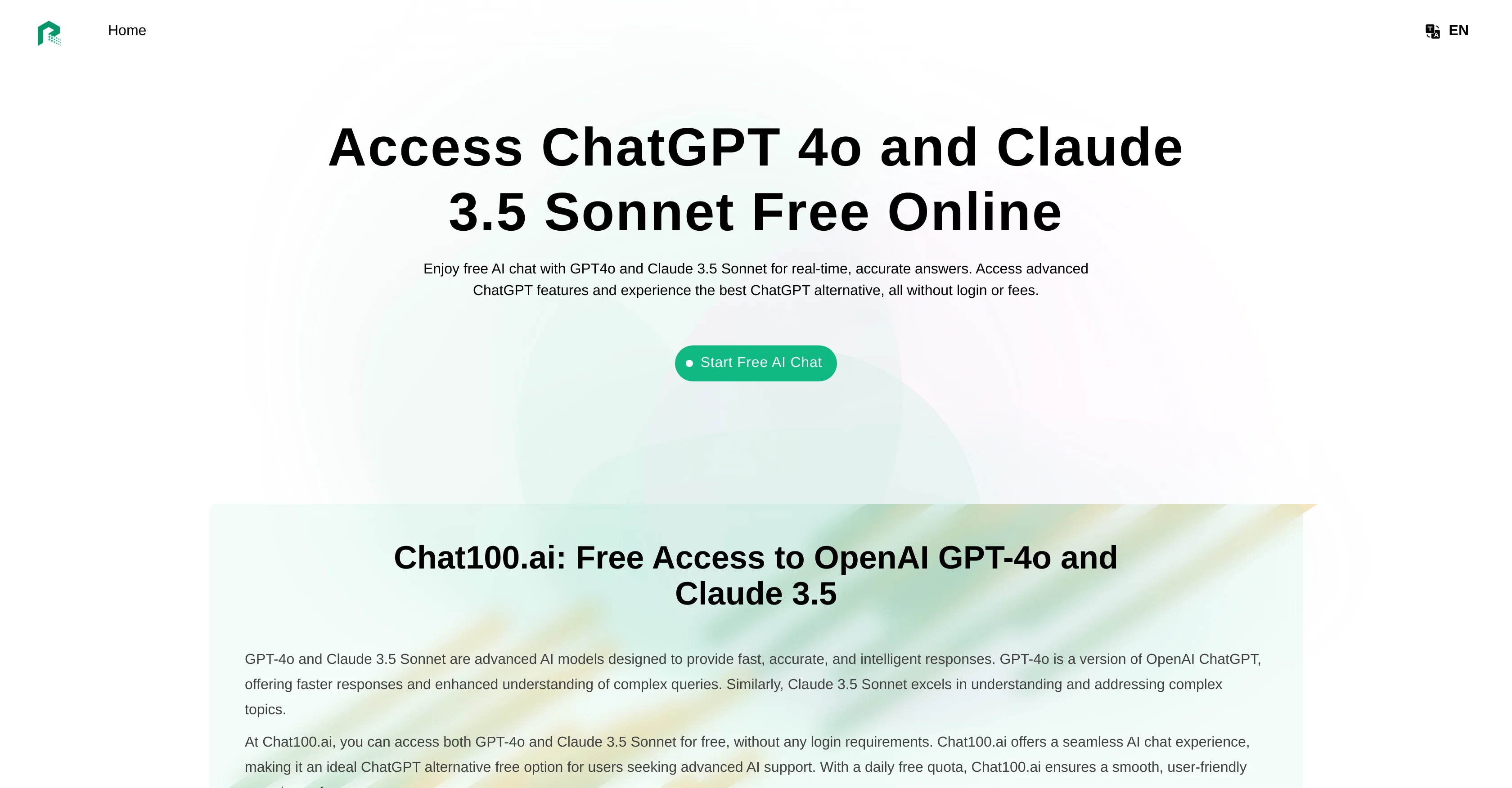 Chat100.ai website
