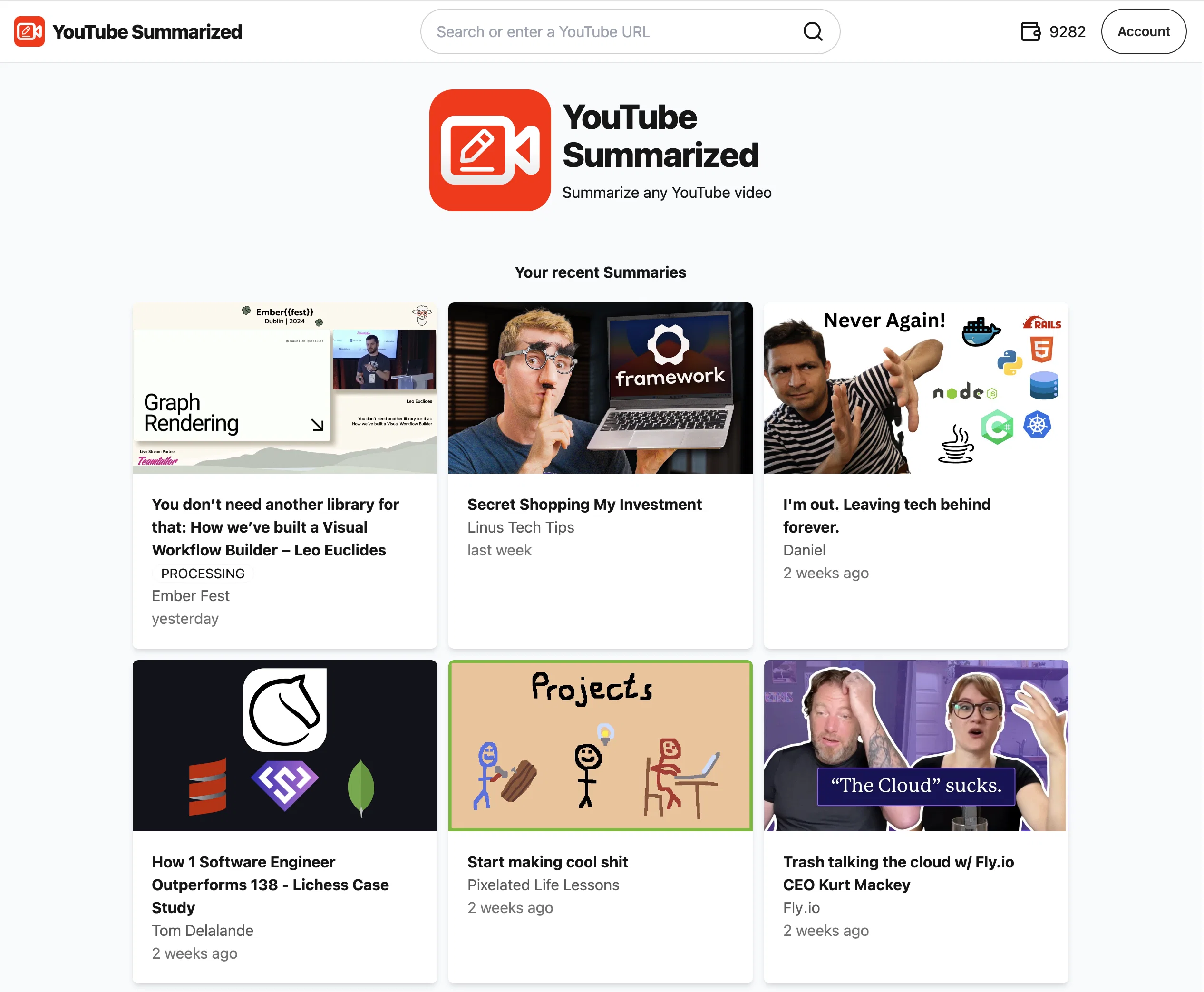 SummYT - YouTube Summarized website